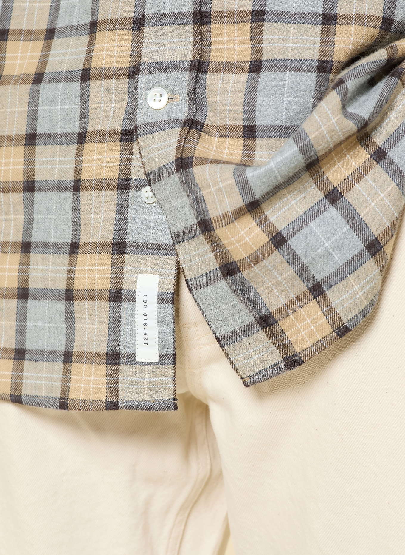 ARKET Flanellhemd BENNET Relaxed Fit: GRAU / CAMEL / DUNKELBRAUN