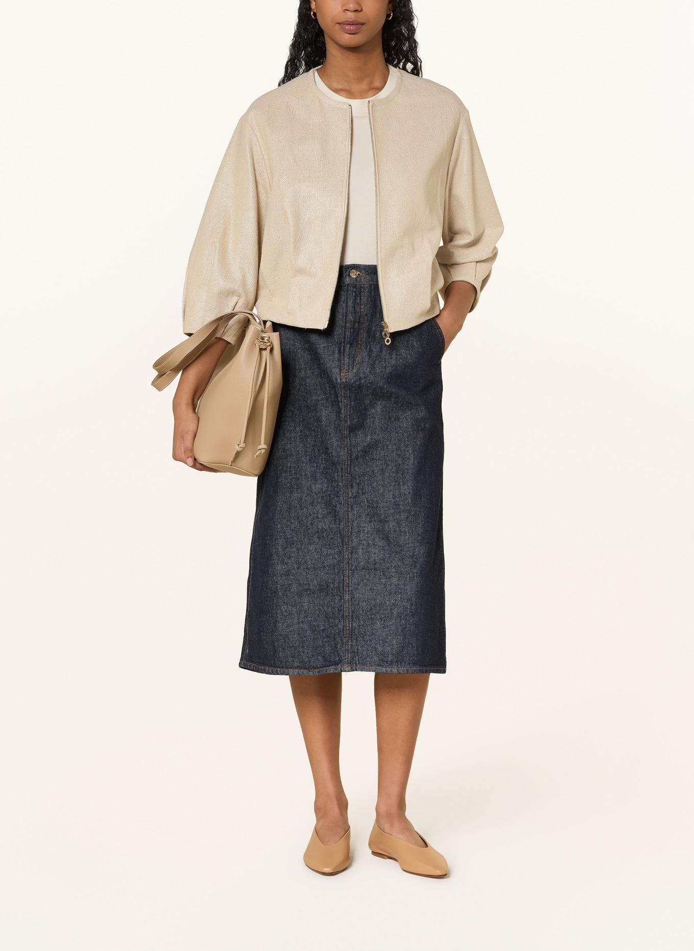 lilienfels Blouson with 3/4 sleeves and glitter thread: GOLD