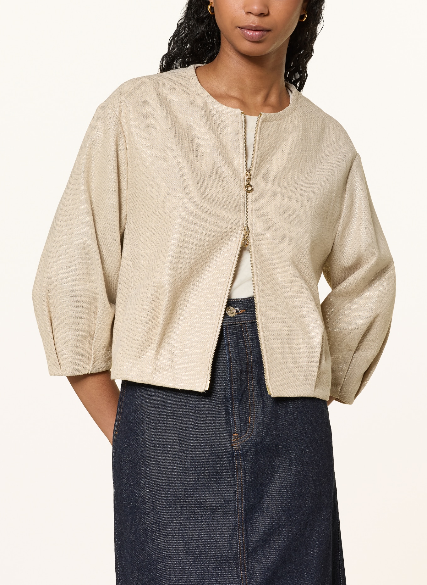 lilienfels Blouson with 3/4 sleeves and glitter thread: GOLD