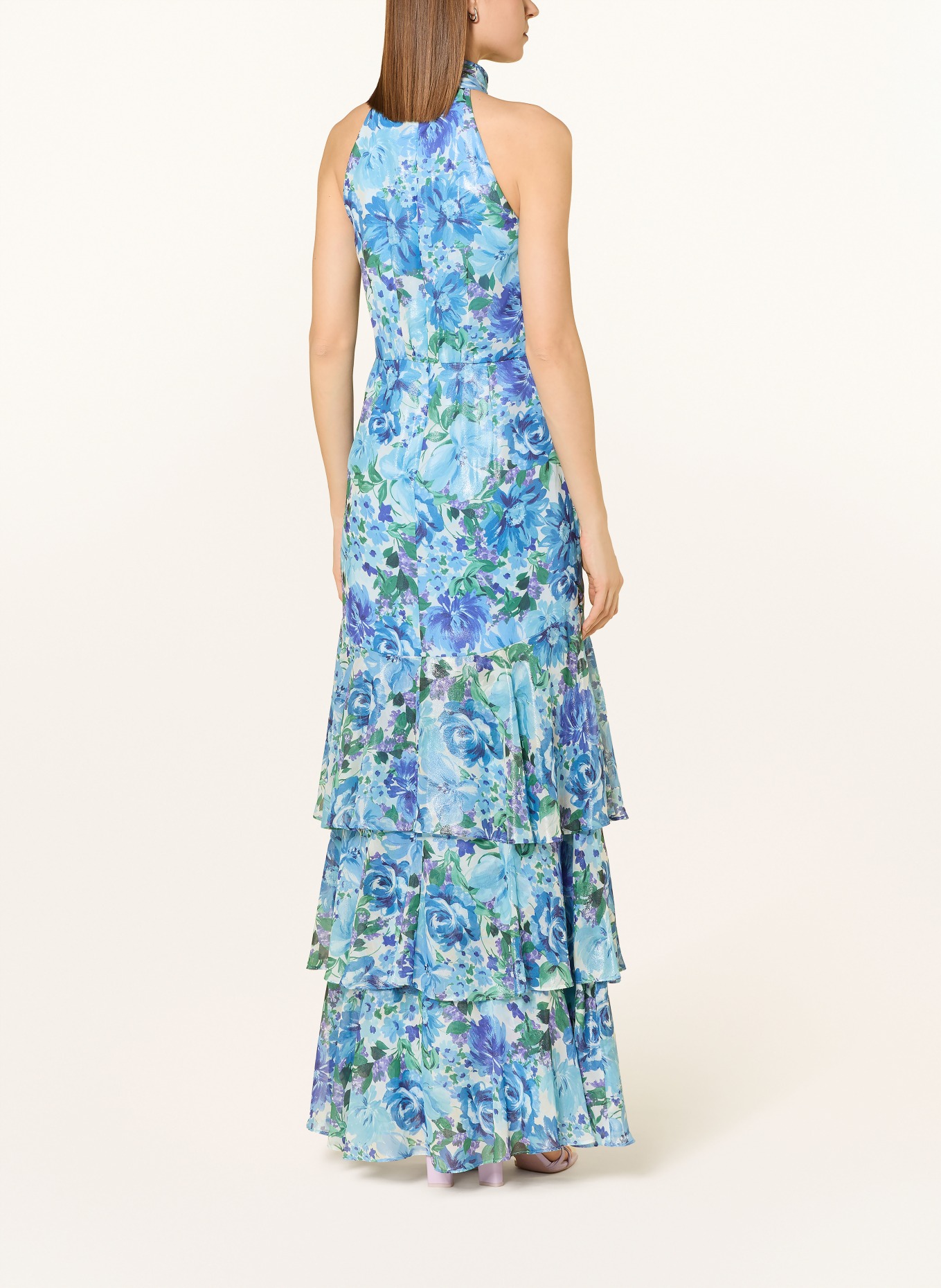 ADRIANNA PAPELL Večerní šaty s volány: MODRÁ / FIALOVÁ / ZELENÁ