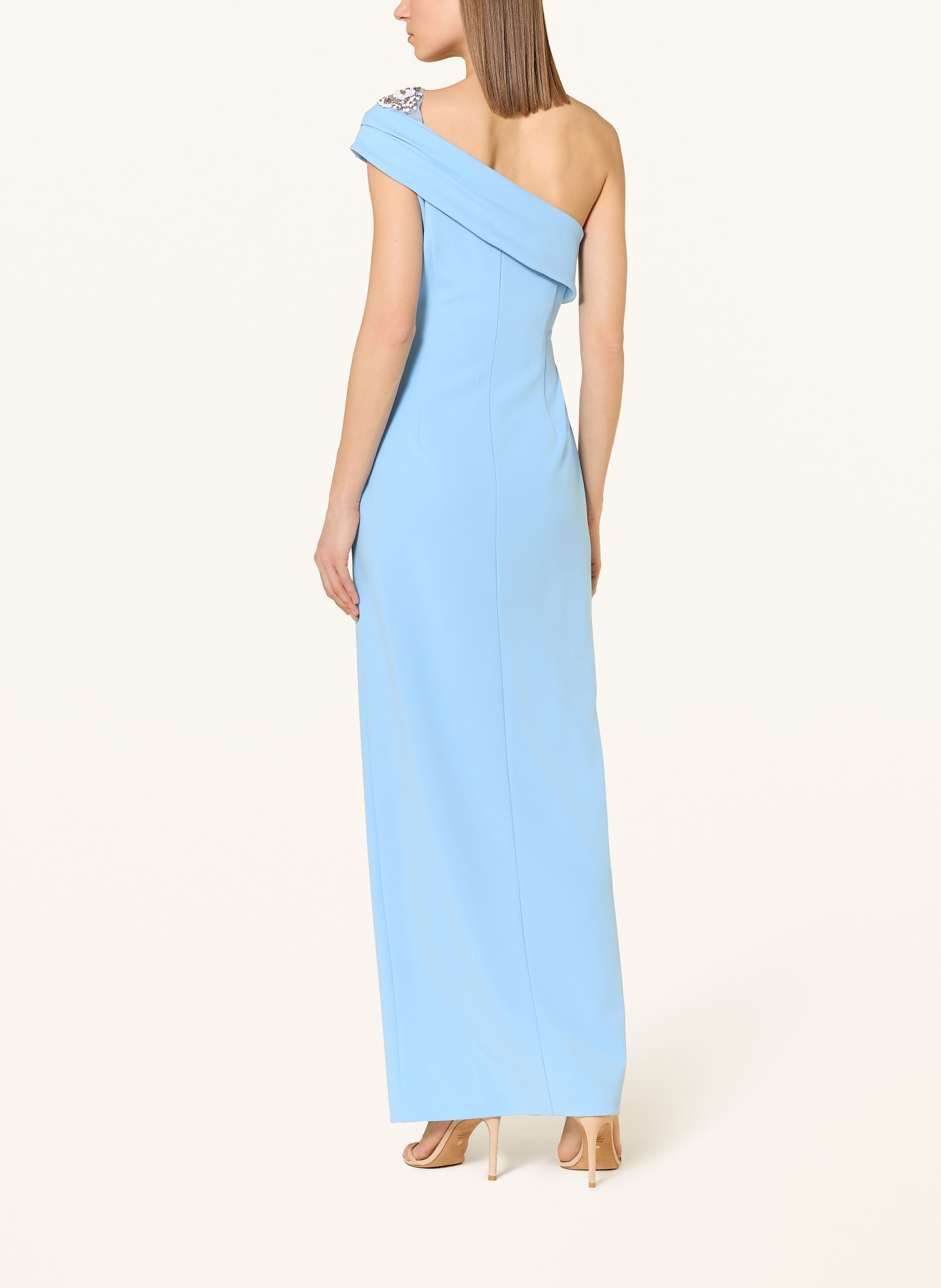 ADRIANNA PAPELL Avondjurk met sierstenen en sierparels: LICHTBLAUW