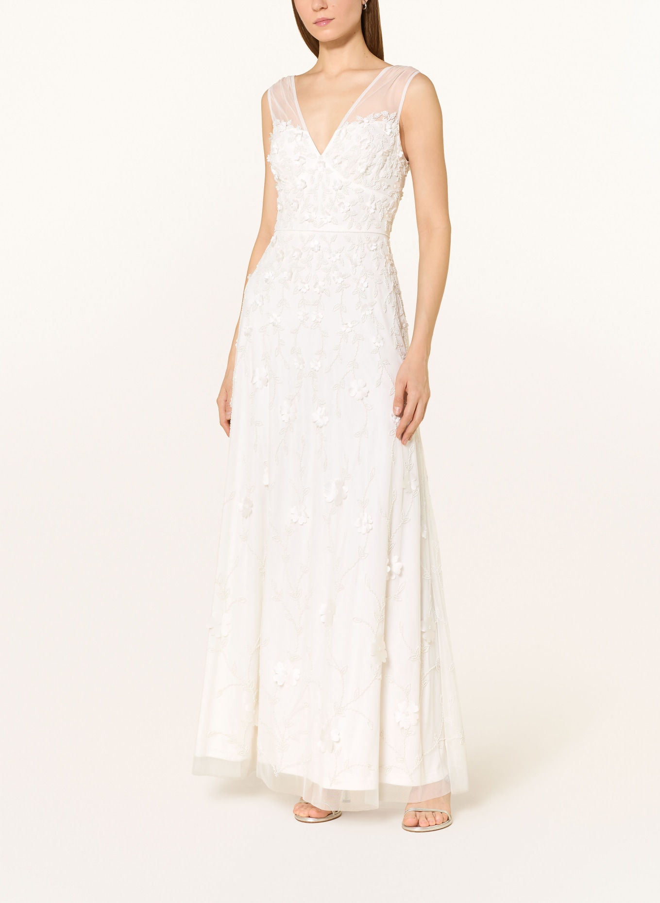 ADRIANNA PAPELL Avondjurk met sieradenparels: ECRU