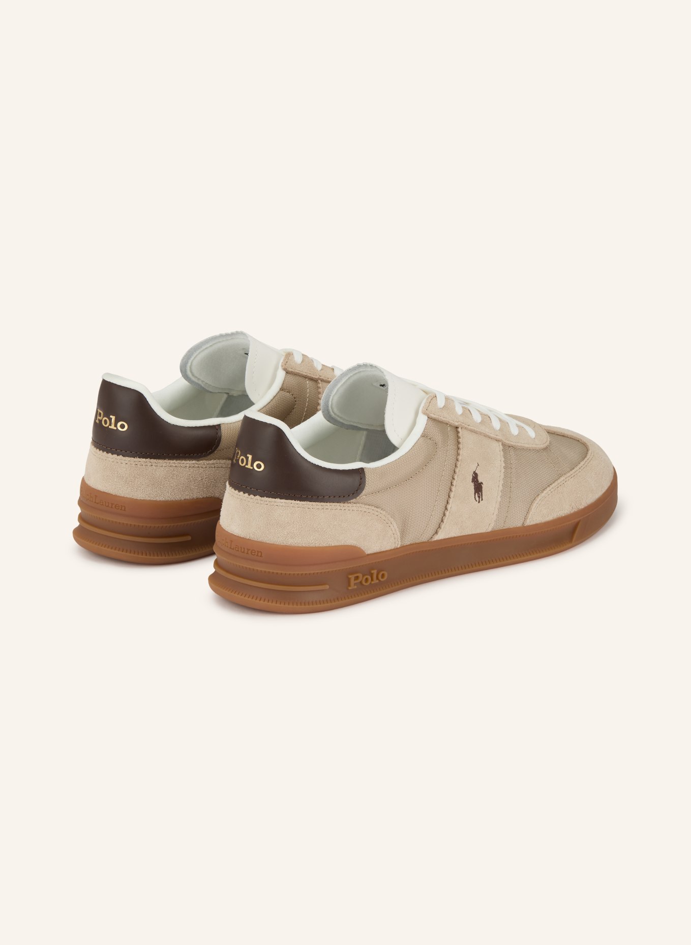 POLO RALPH LAUREN Sneaker: BEIGE / DUNKELBRAUN / CREME