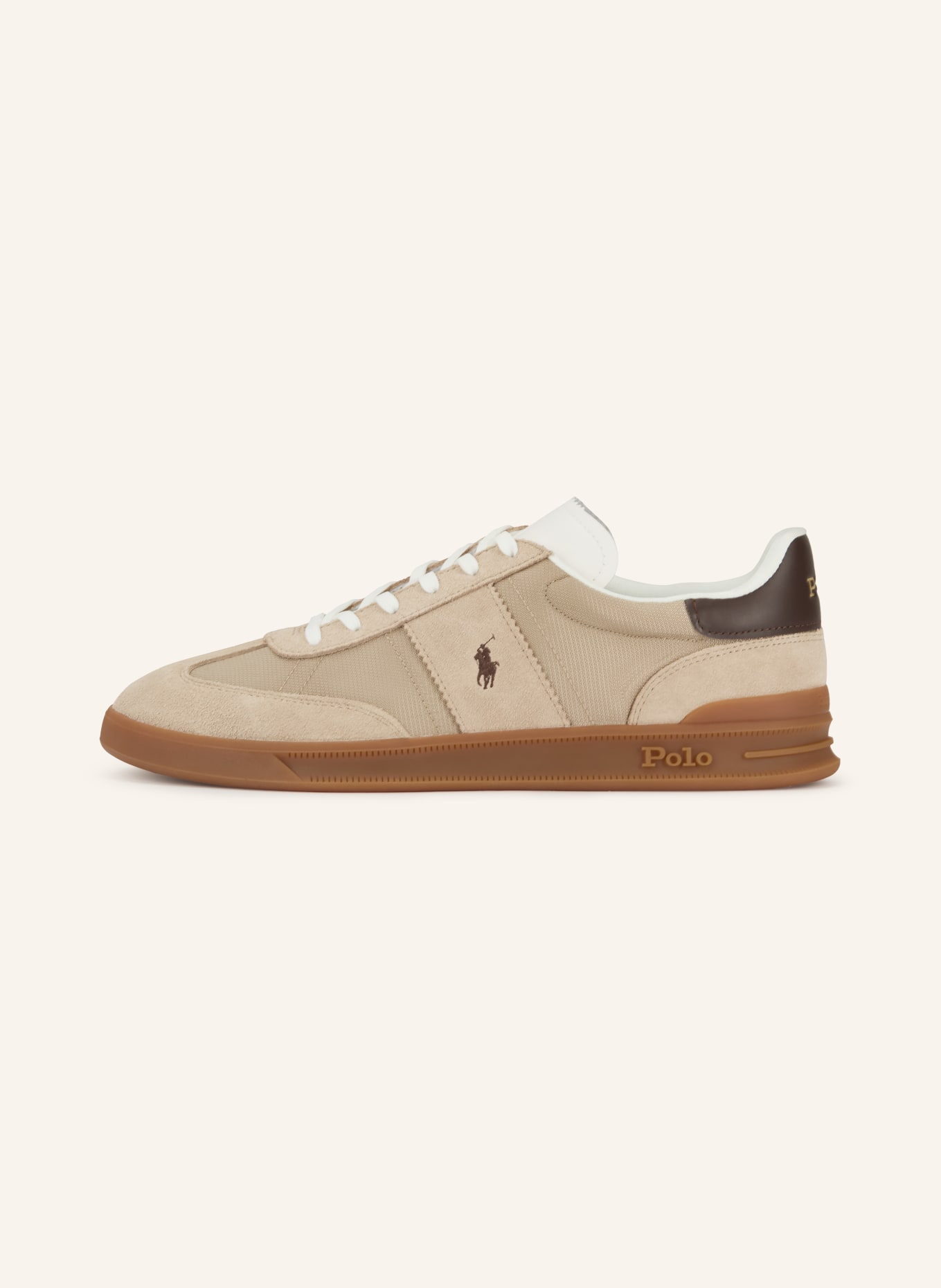 POLO RALPH LAUREN Sneaker: BEIGE / DUNKELBRAUN / CREME
