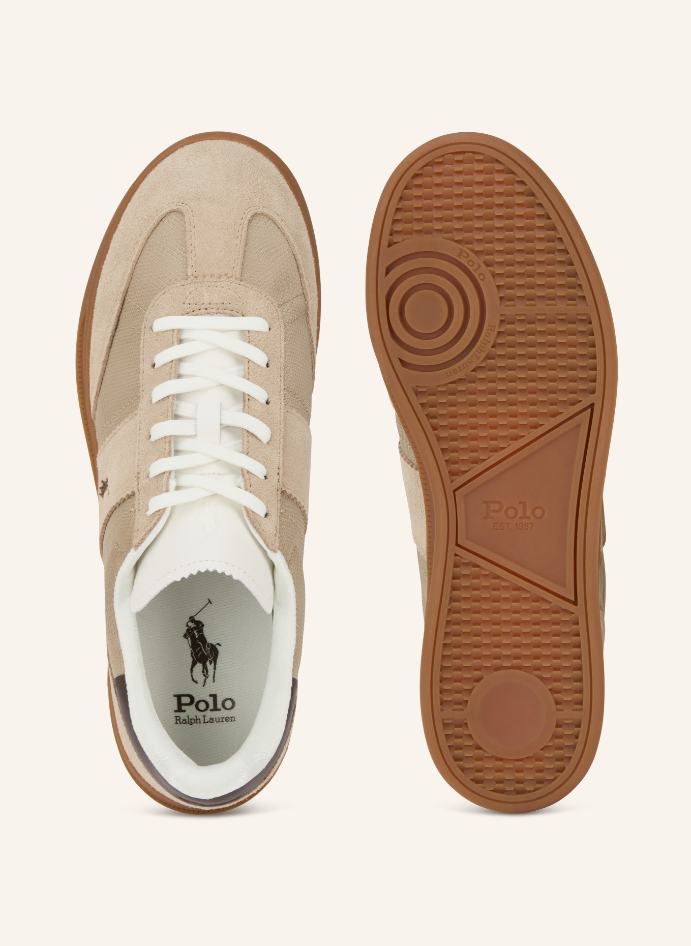 POLO RALPH LAUREN Sneaker: BEIGE / DUNKELBRAUN / CREME