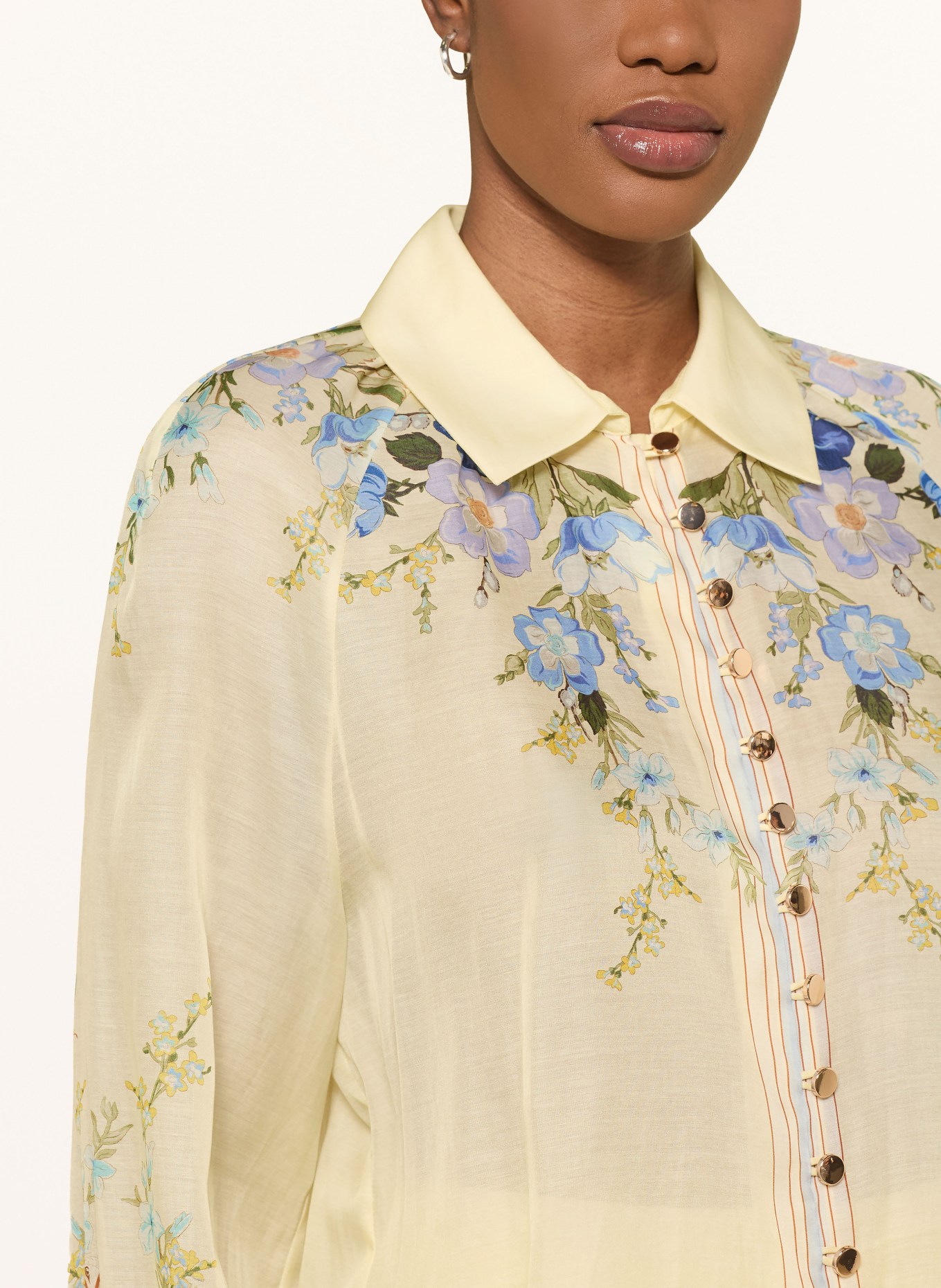 self-portrait Hemdbluse: HELLGELB / GRÜN / BLAU