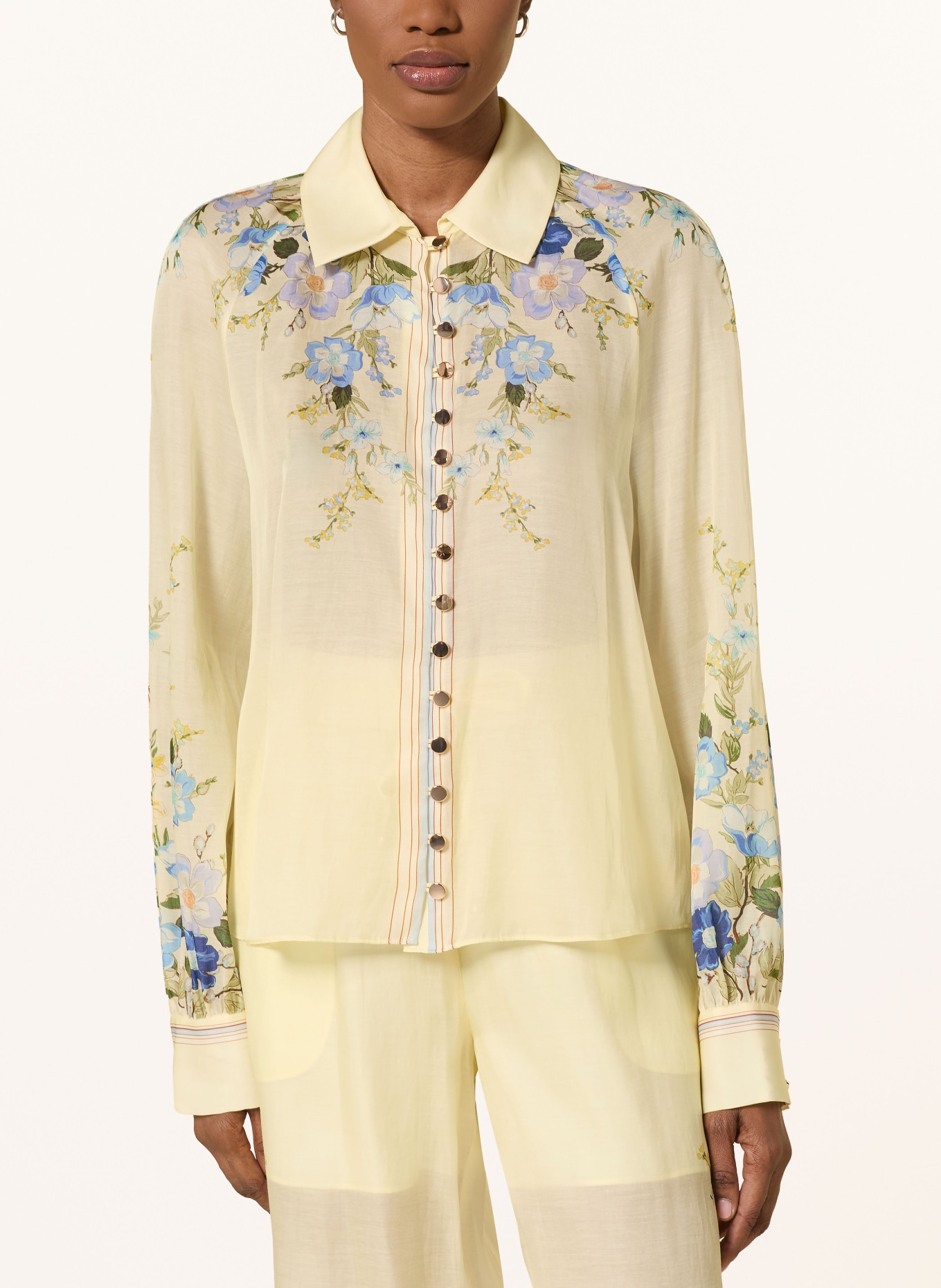 self-portrait Hemdbluse: HELLGELB / GRÜN / BLAU