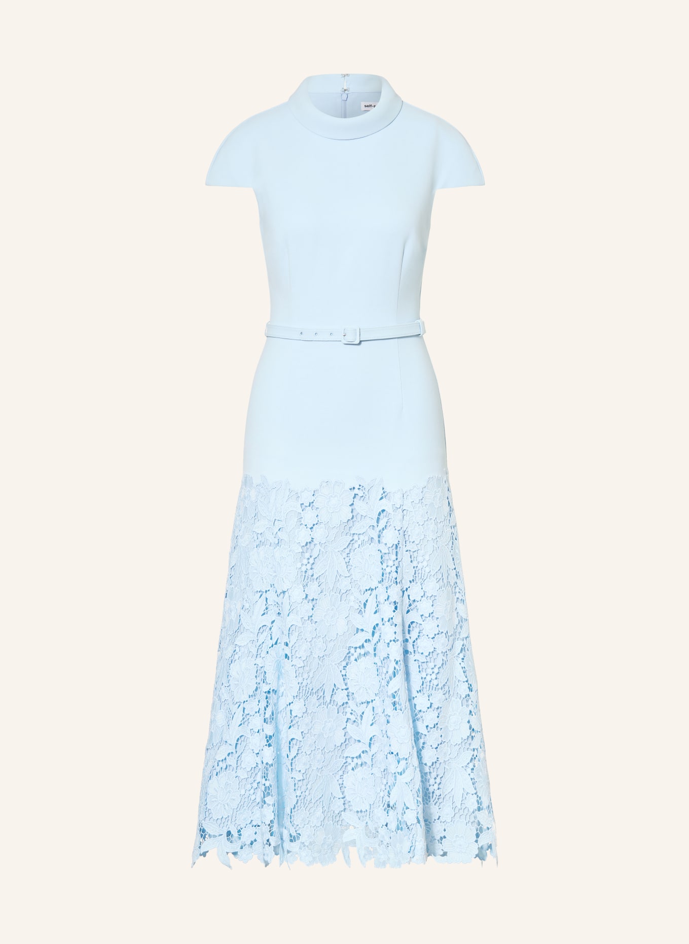 self-portrait Dress with lace: LIGHT BLUE