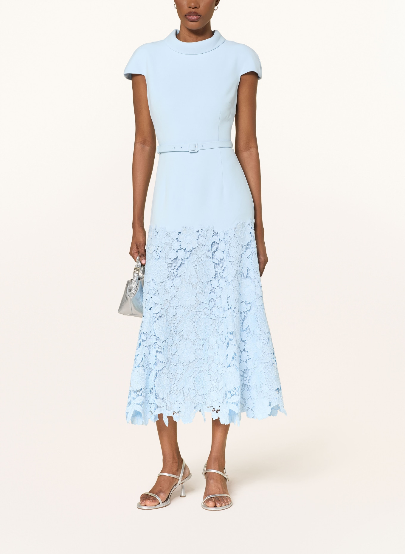 self-portrait Dress with lace: LIGHT BLUE
