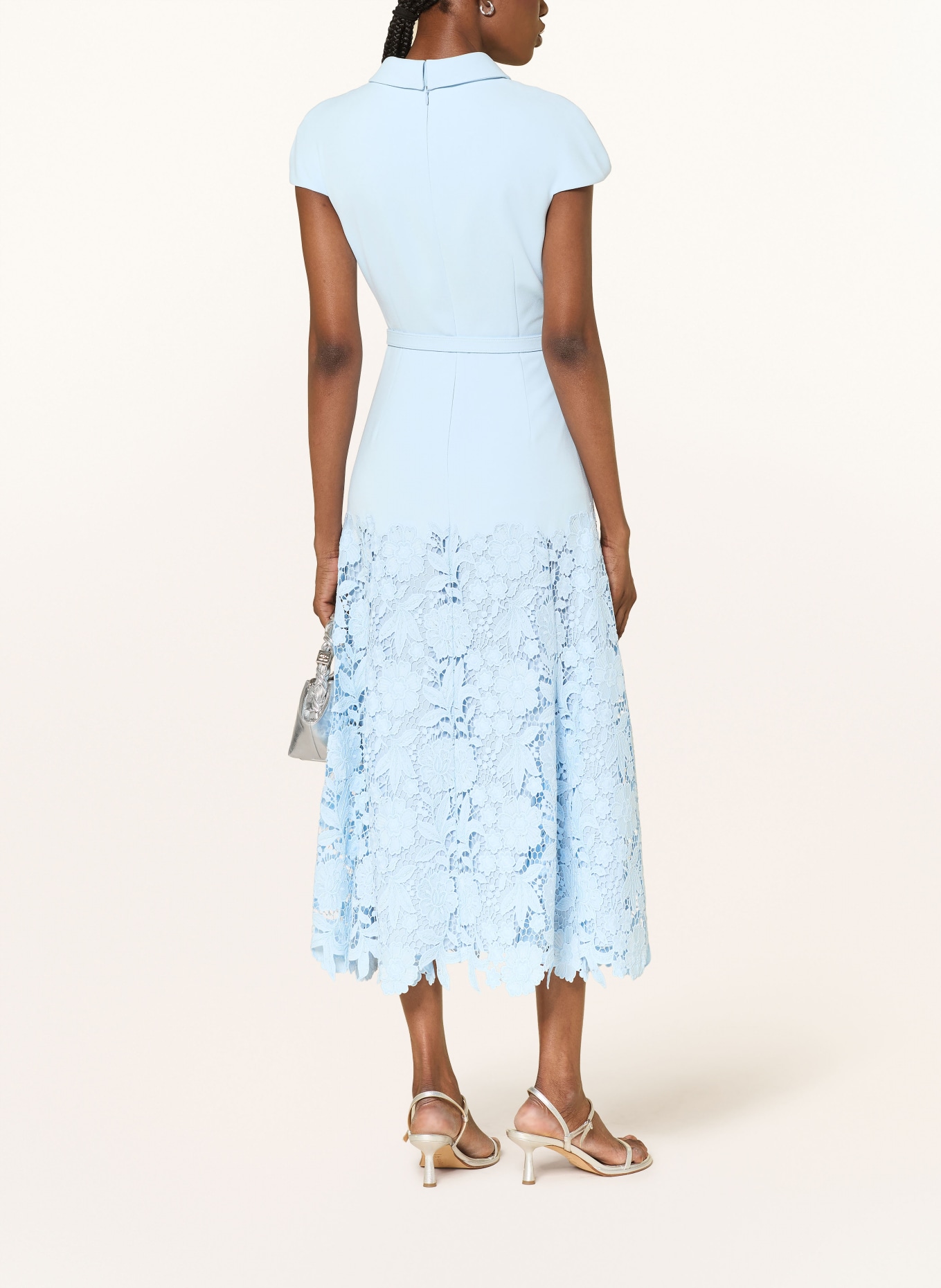 self-portrait Dress with lace: LIGHT BLUE