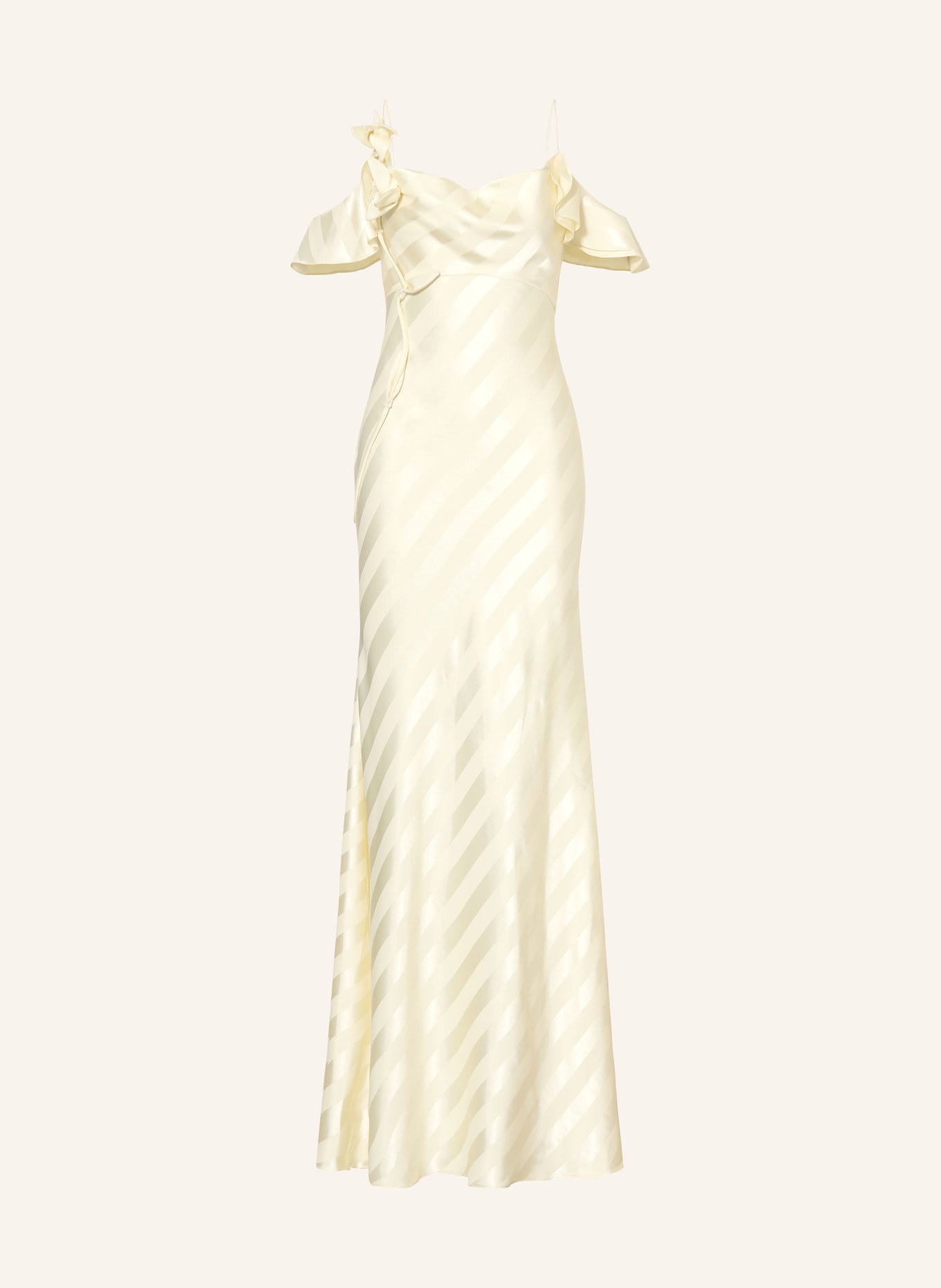 self-portrait Satinkleid mit Volants: HELLGELB