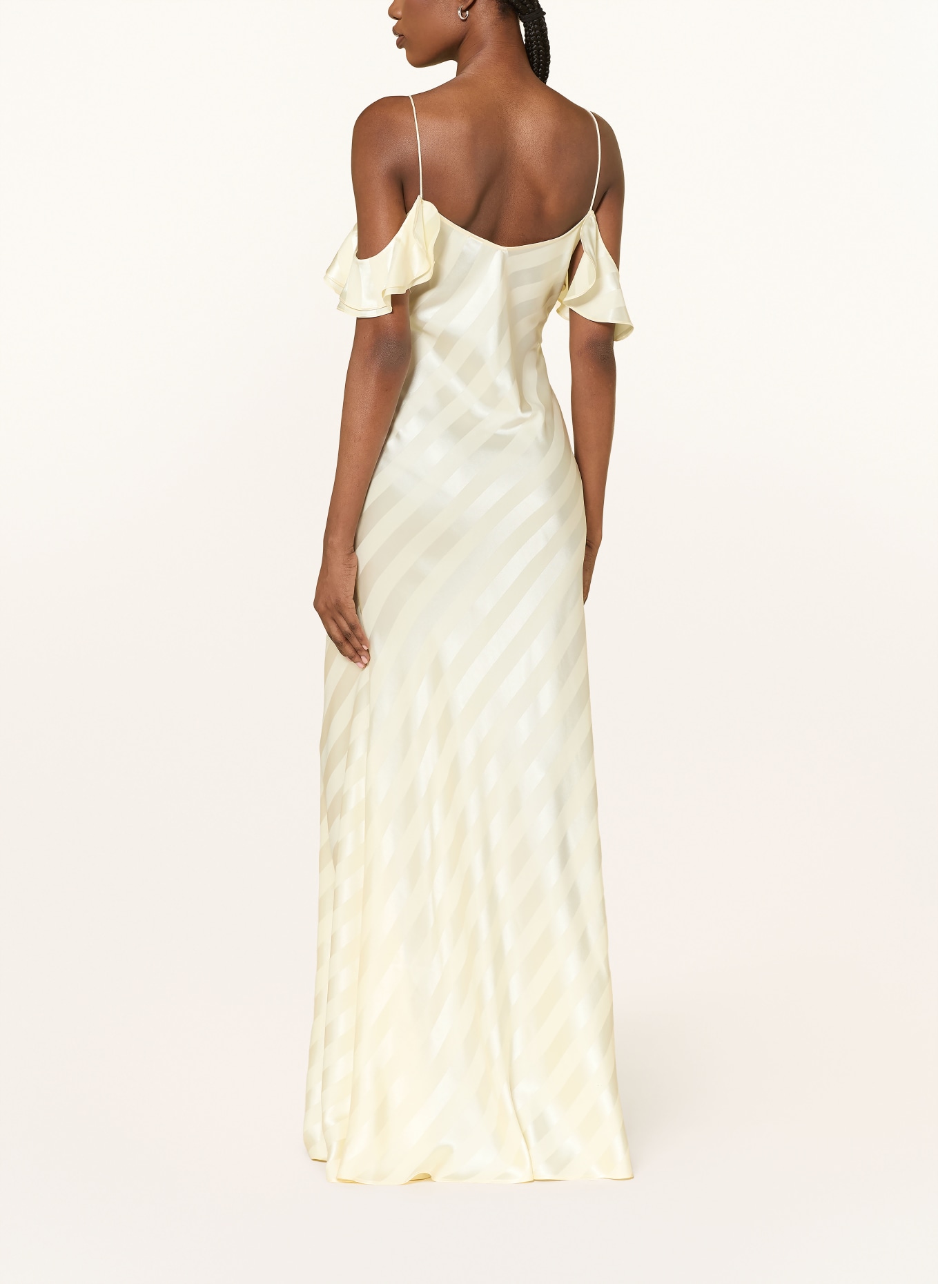 self-portrait Satinkleid mit Volants: HELLGELB