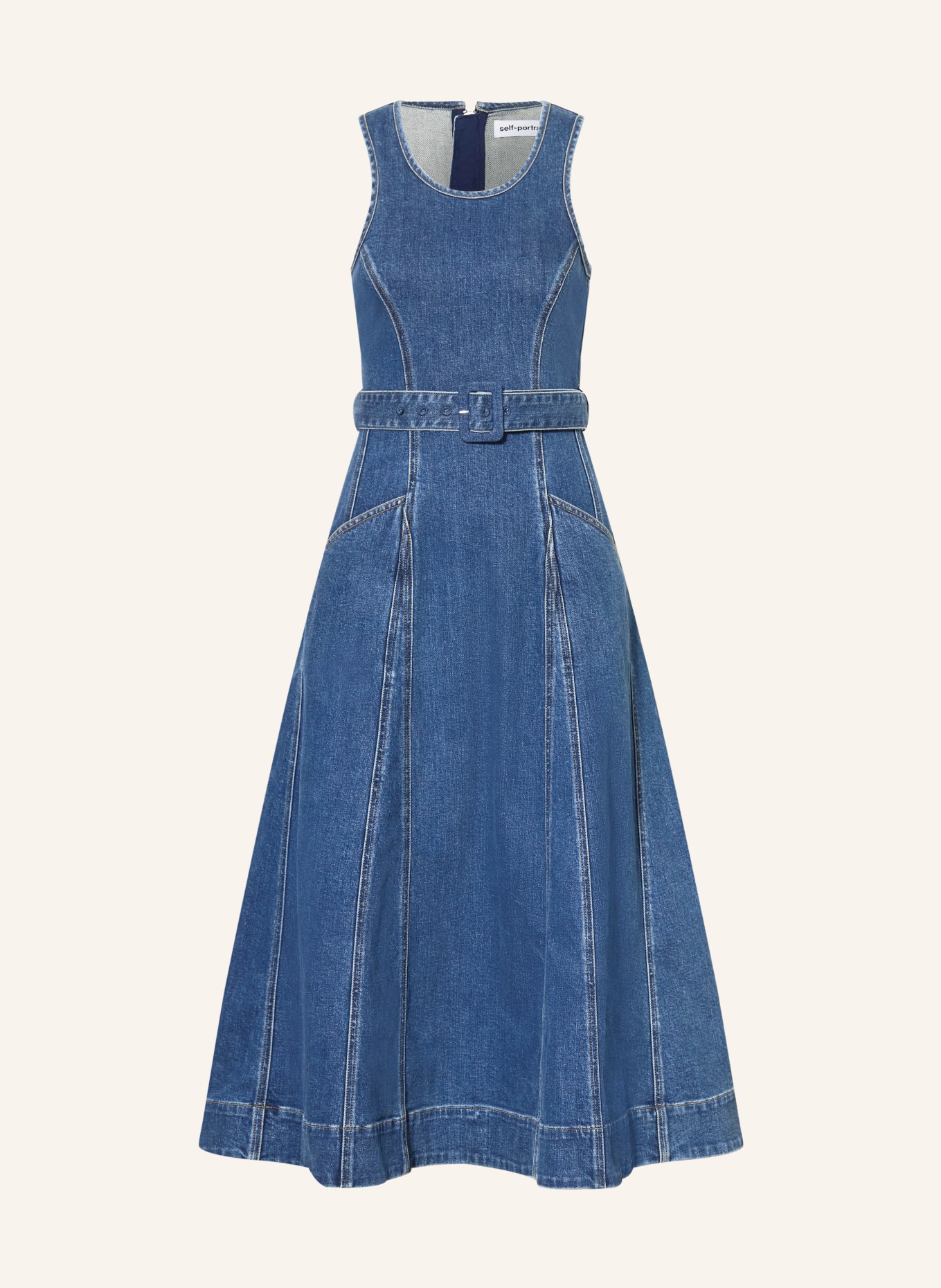 self-portrait robe en jean: BLEU