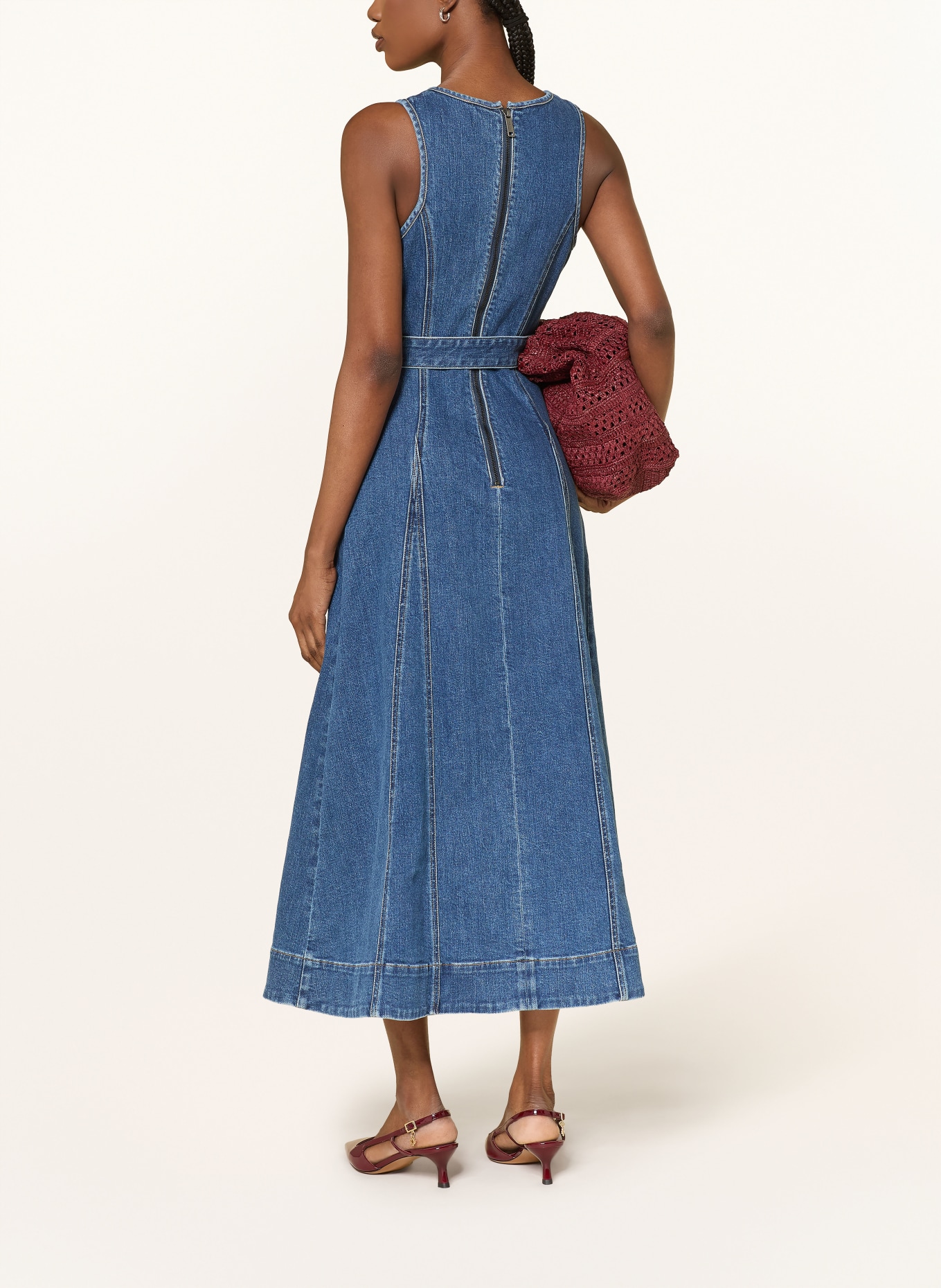 self-portrait robe en jean: BLEU