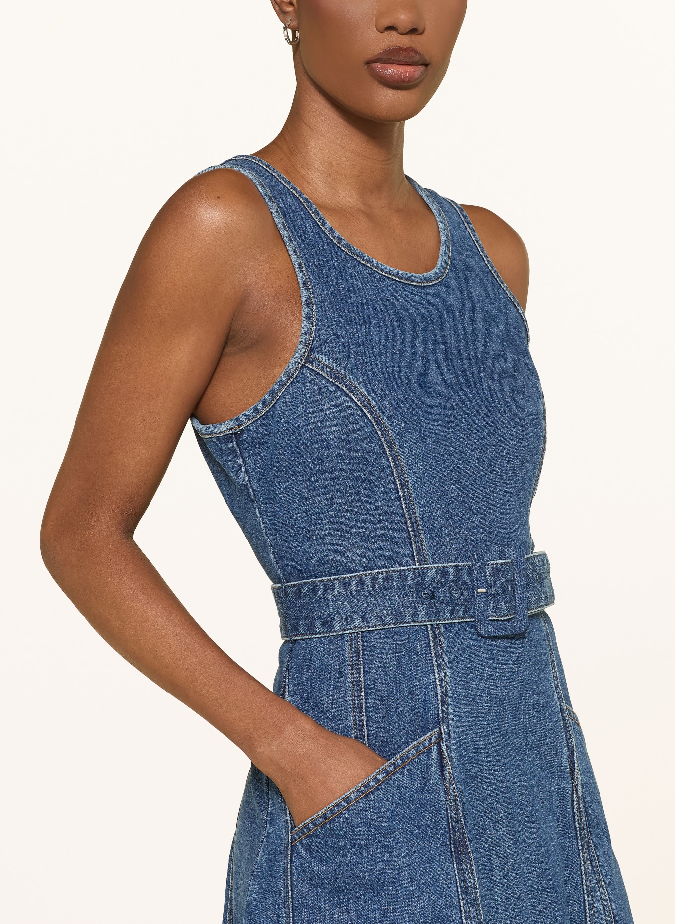 self-portrait robe en jean: BLEU