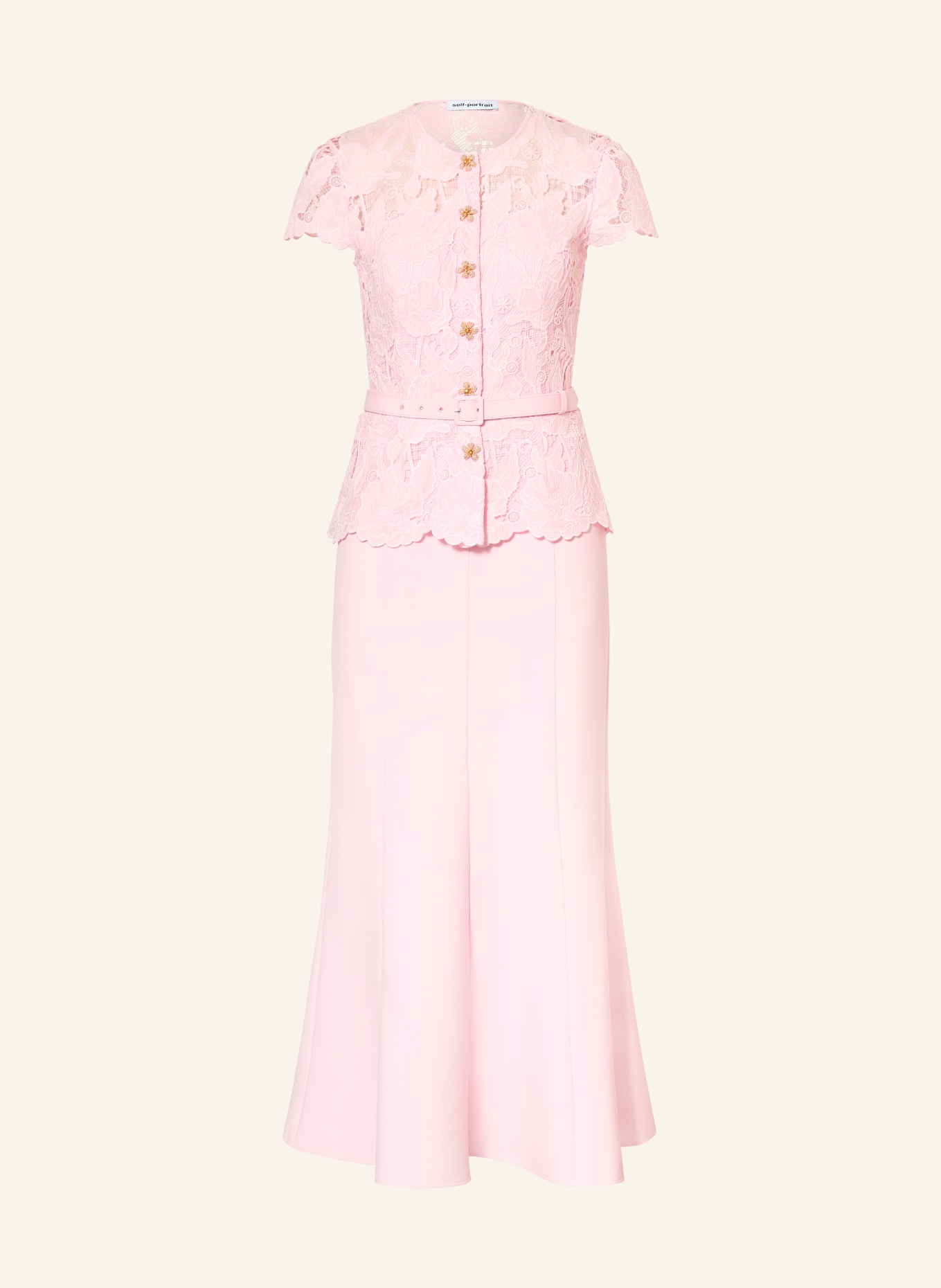 self-portrait Robe avec dentelle et pierres précieuses: ROSE