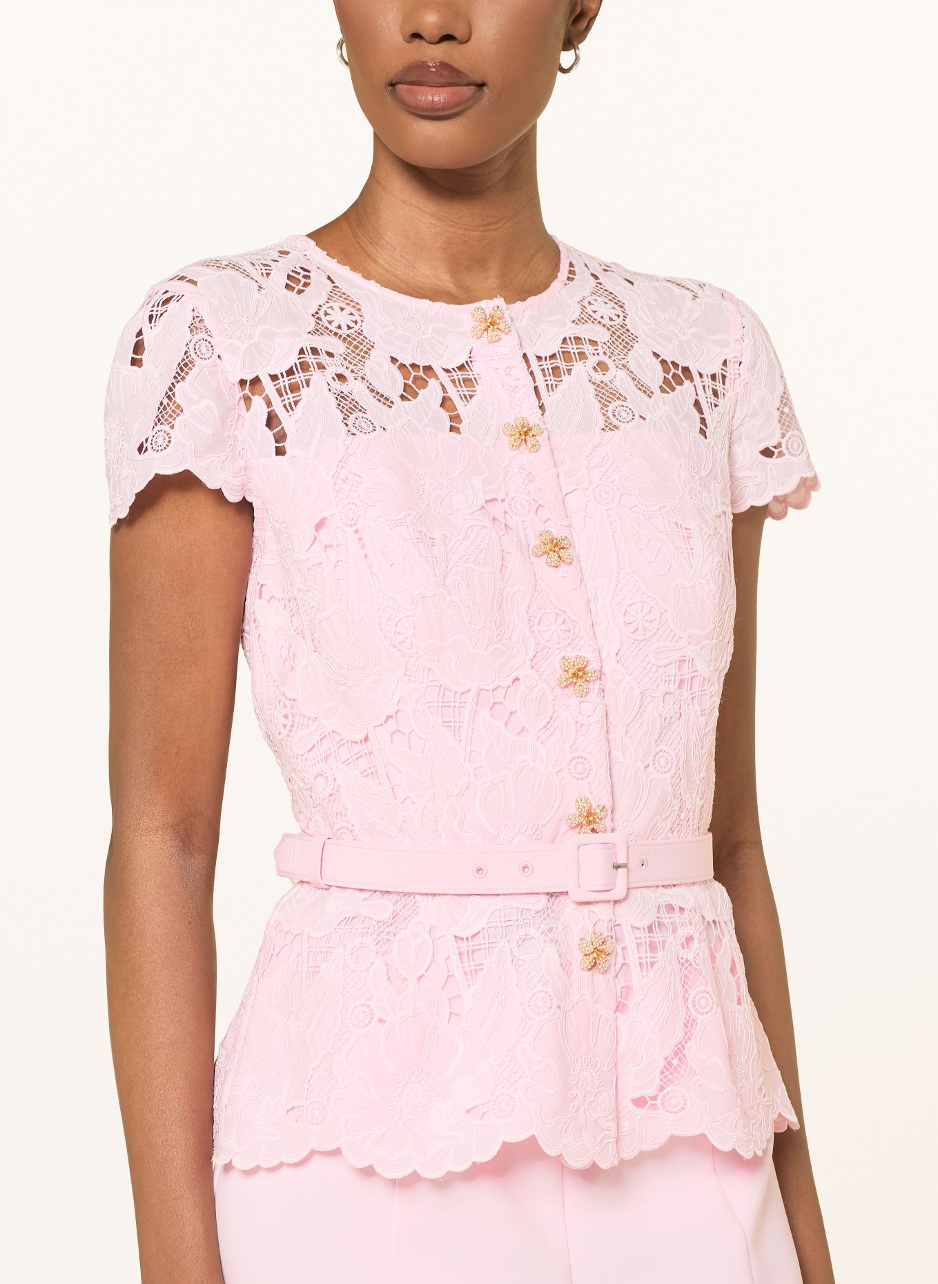 self-portrait Robe avec dentelle et pierres précieuses: ROSE