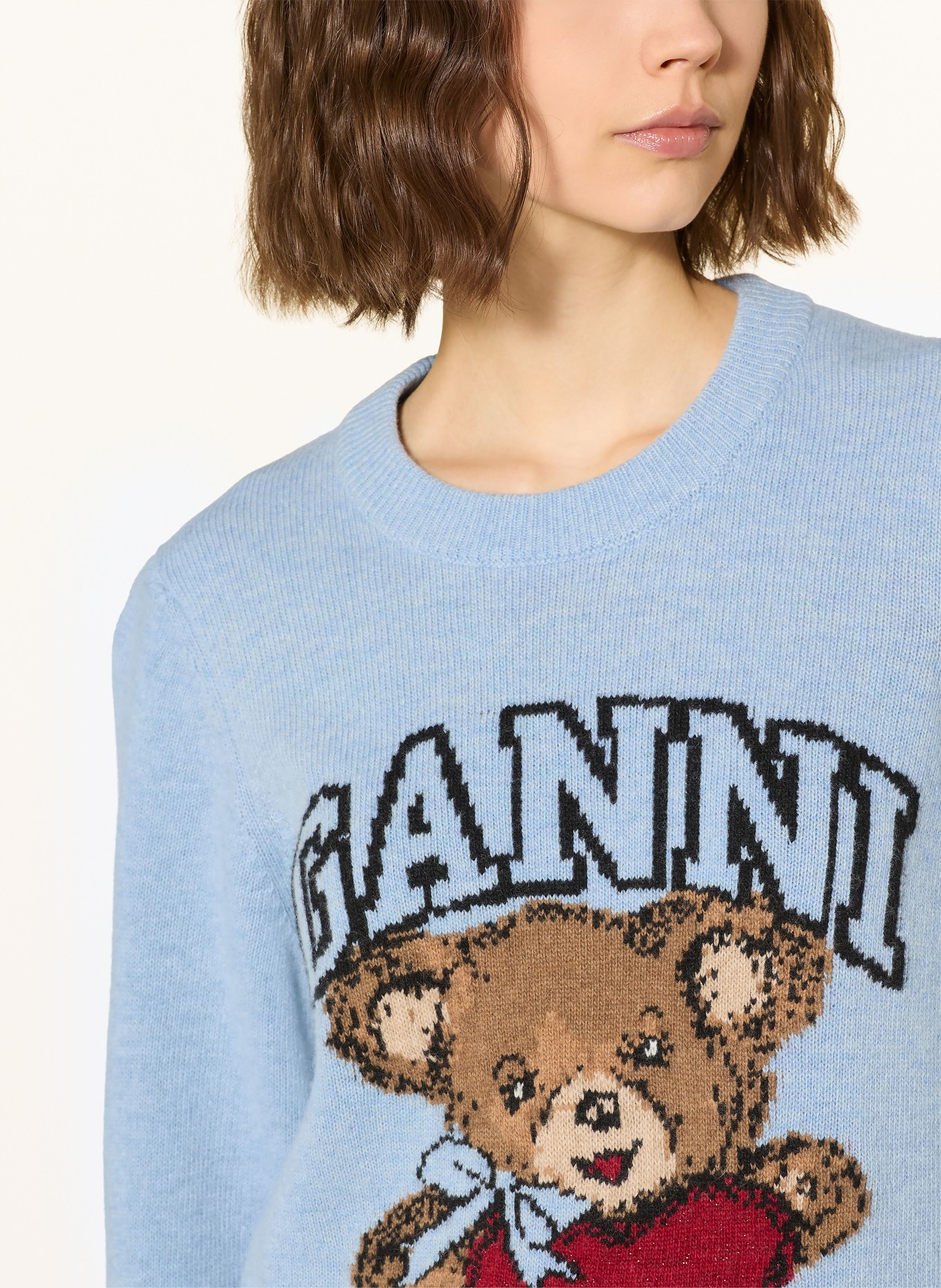 GANNI Pullover: BLAUGRAU / BRAUN / ROT