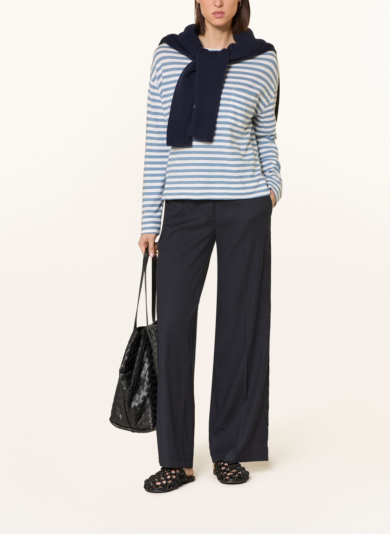 Marc O'Polo svetr: TMAVĚ MODRÁ / BÍLÁ