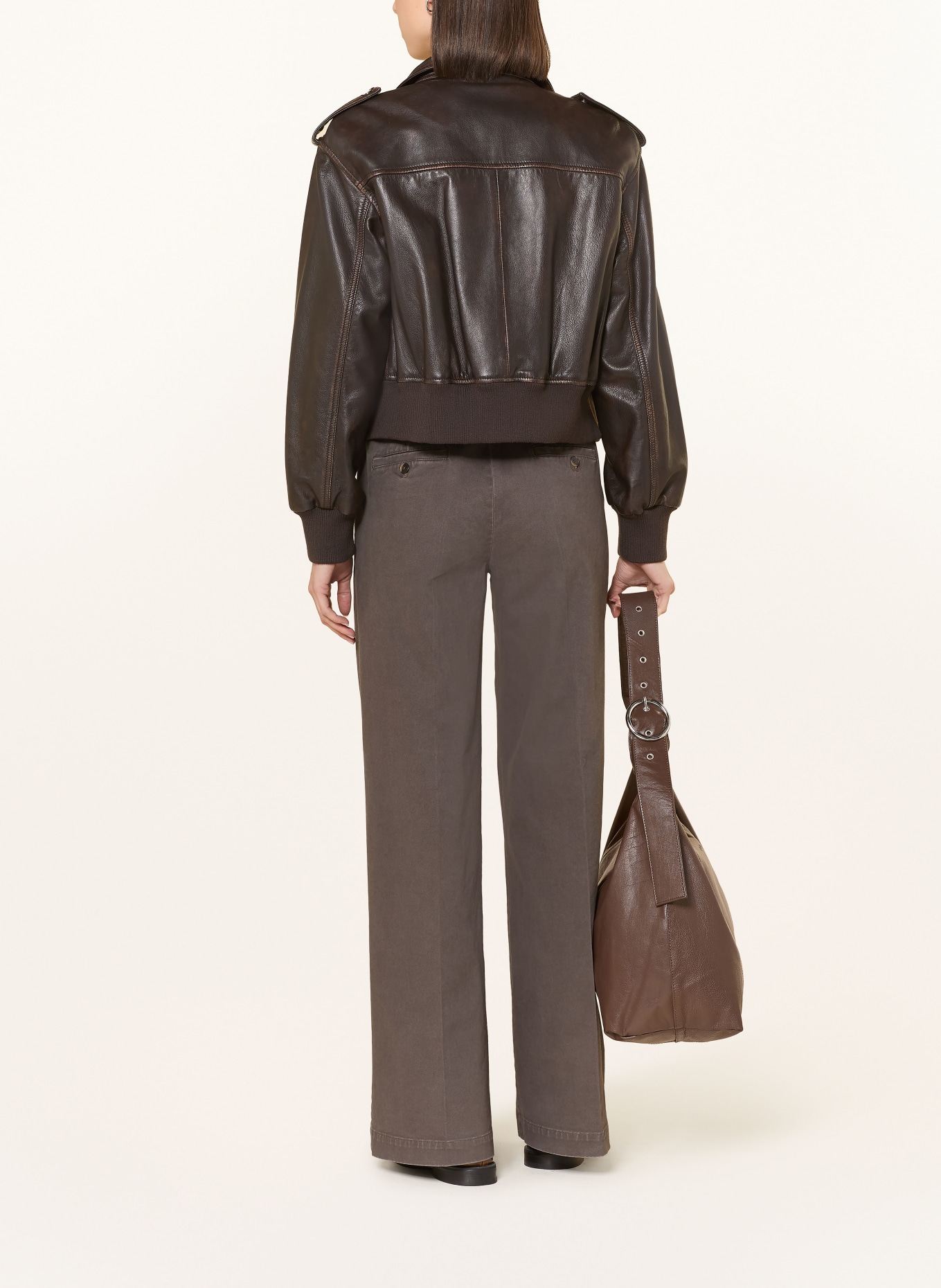 Marc O'Polo Marlenehose MARGO WIDE: DUNKELBRAUN