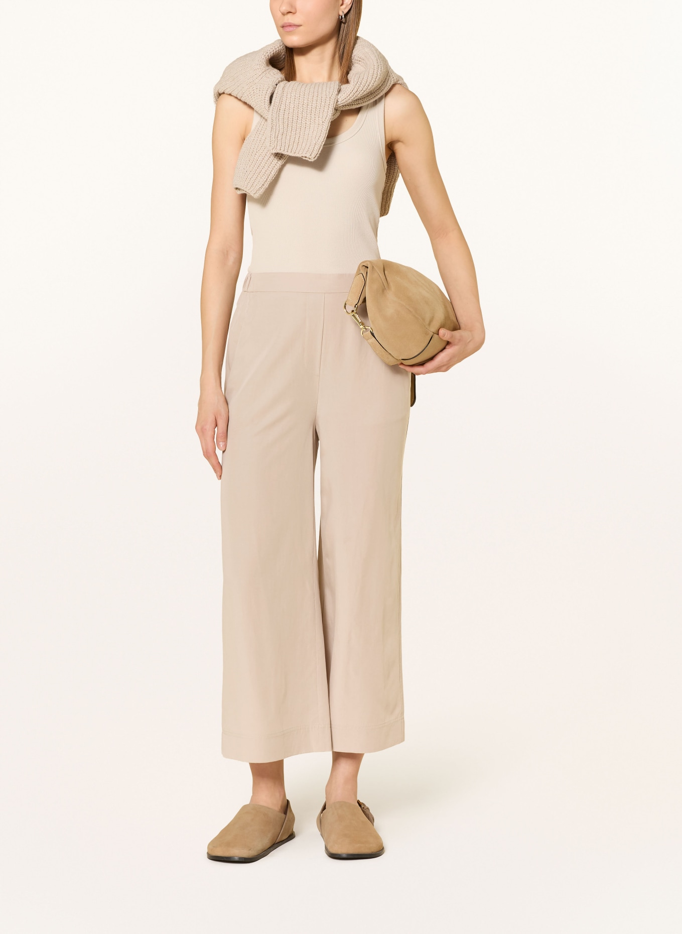 Marc O'Polo Spodnie MARGO WIDE: BEŻOWY