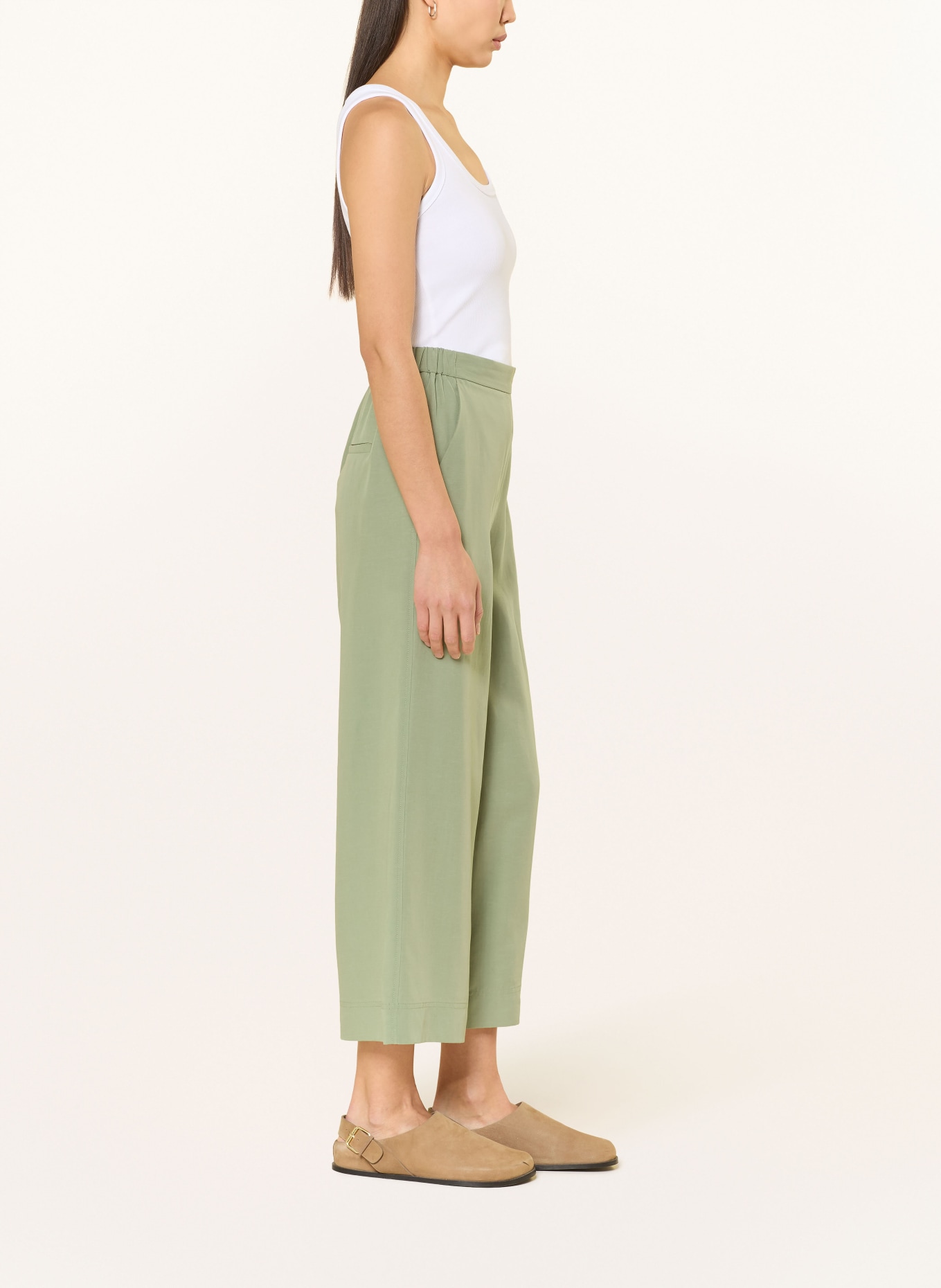 Marc O'Polo Kalhoty MARGO WIDE: SVĚTLE ZELENÁ