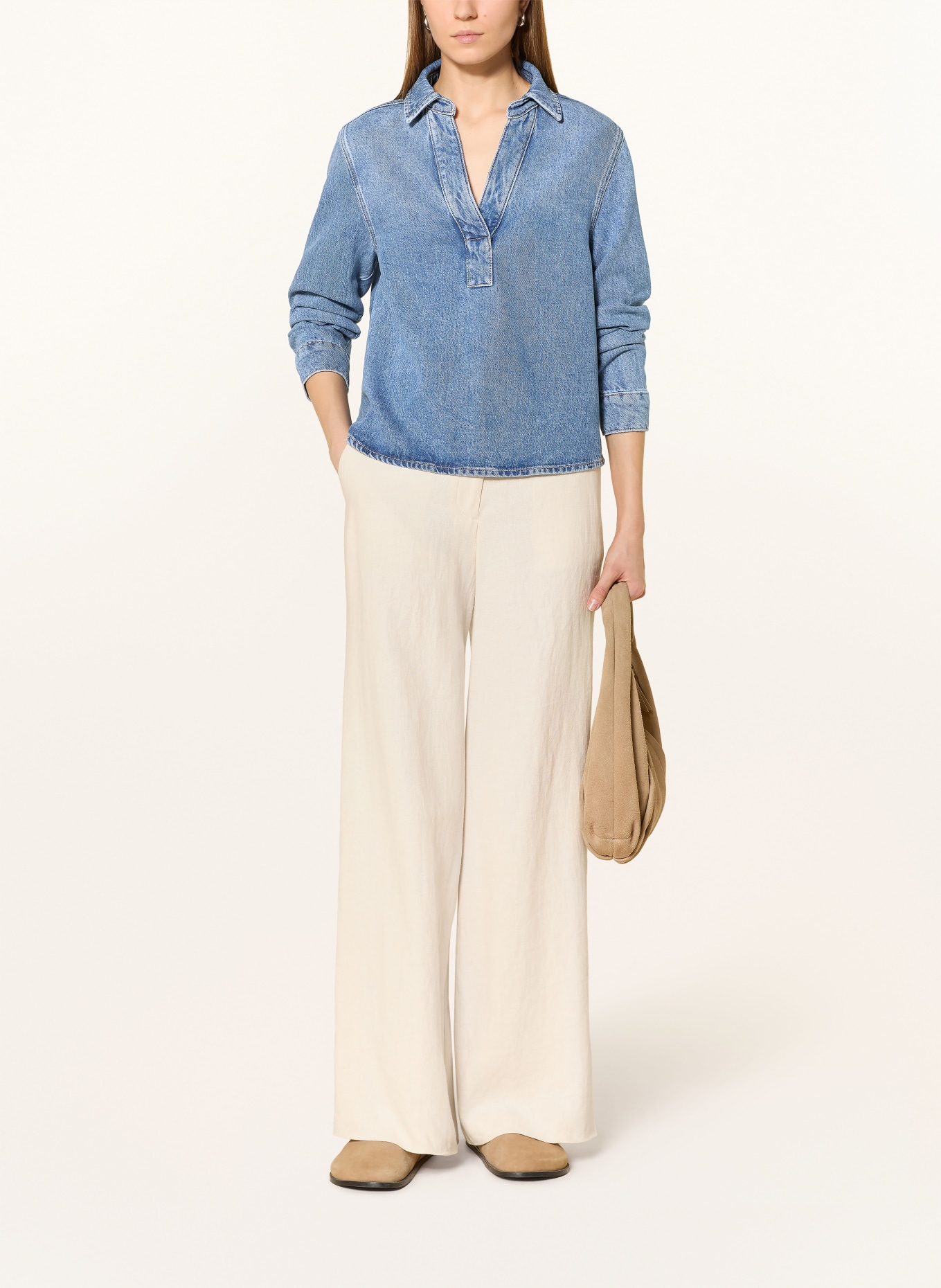 Marc O'Polo Blusenshirt in Jeansoptik: BLAU