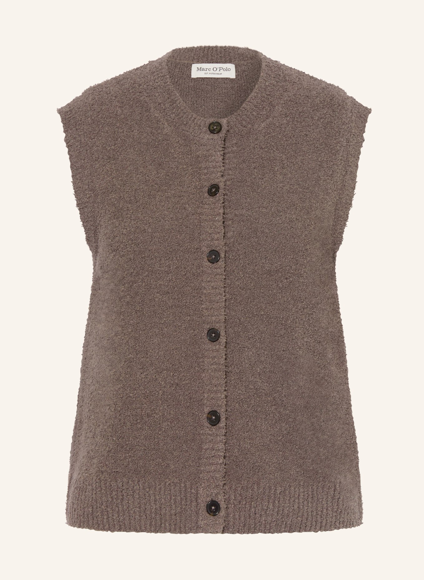 Marc O'Polo Bouclé knit vest: DARK BROWN