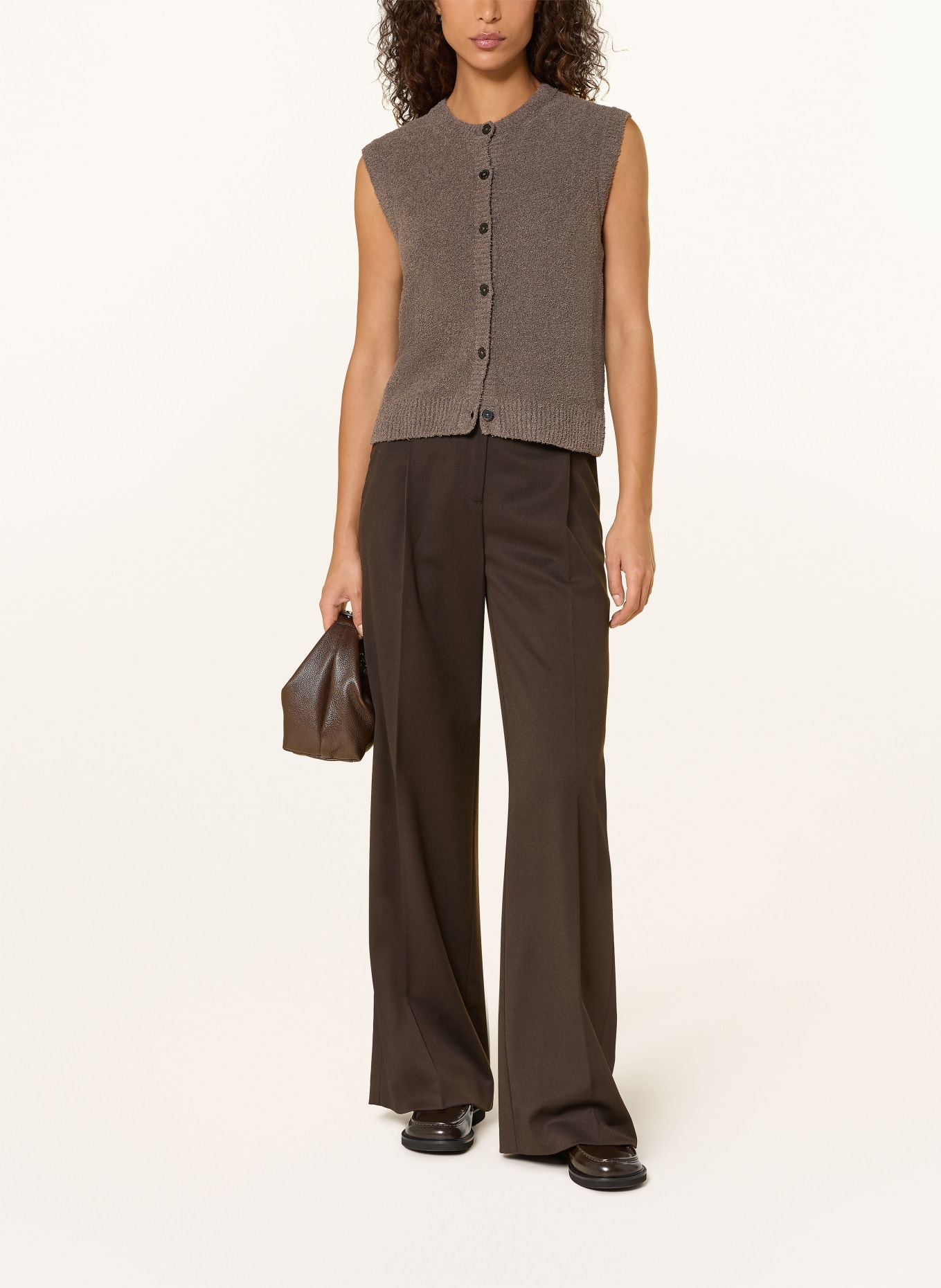 Marc O'Polo Bouclé knit vest: DARK BROWN