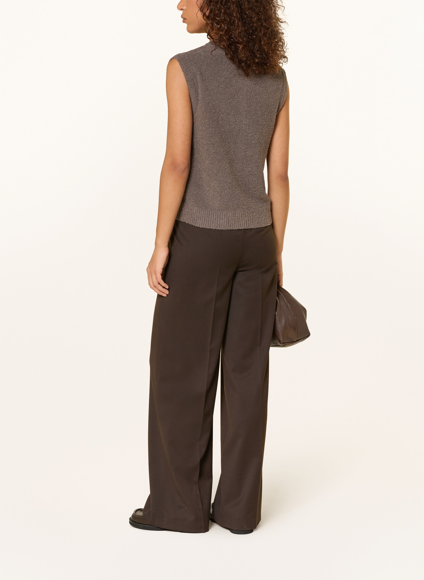 Marc O'Polo Bouclé knit vest: DARK BROWN