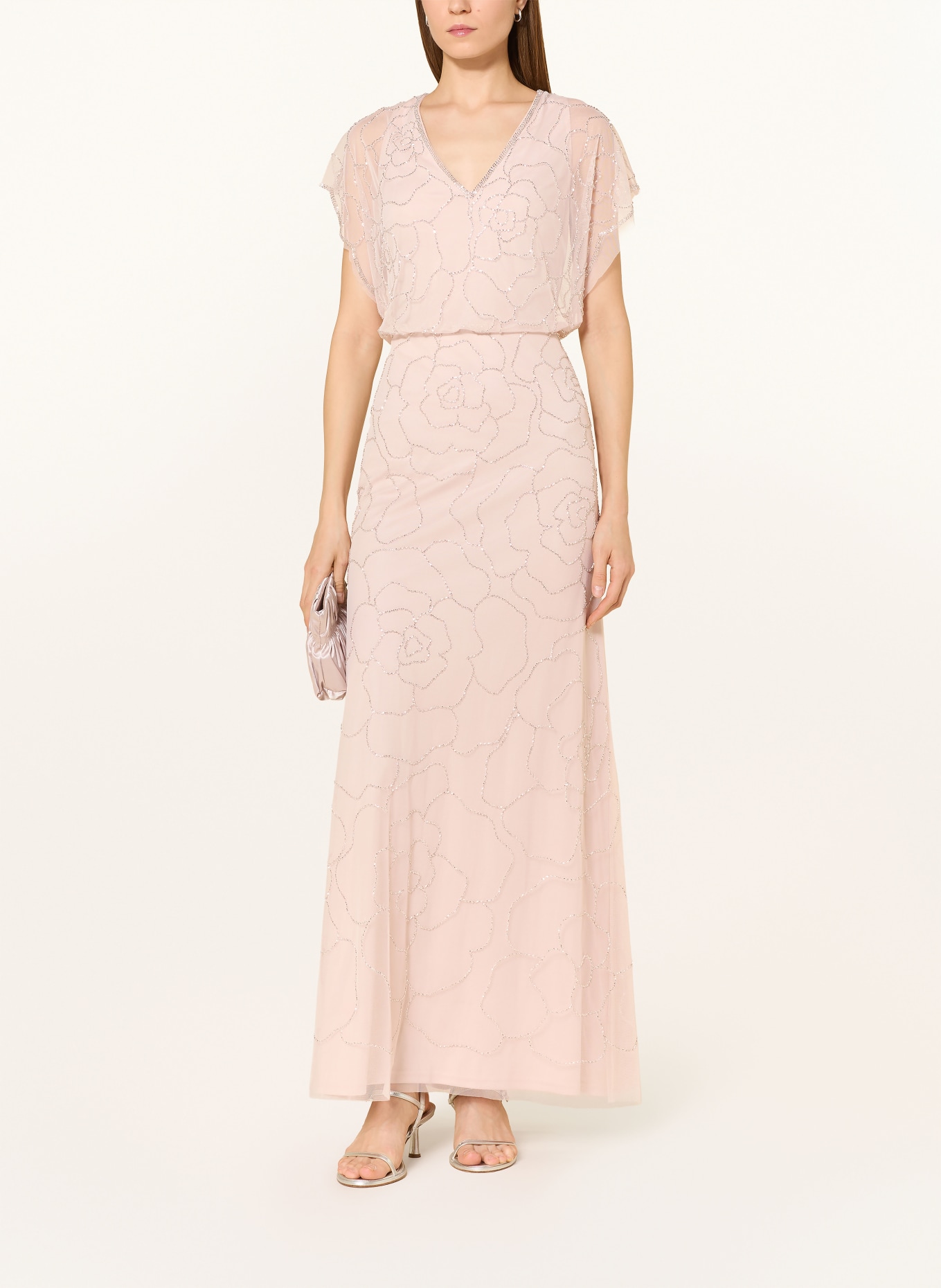 ADRIANNA PAPELL Robe de soirée avec perles décoratives: ROSÉ