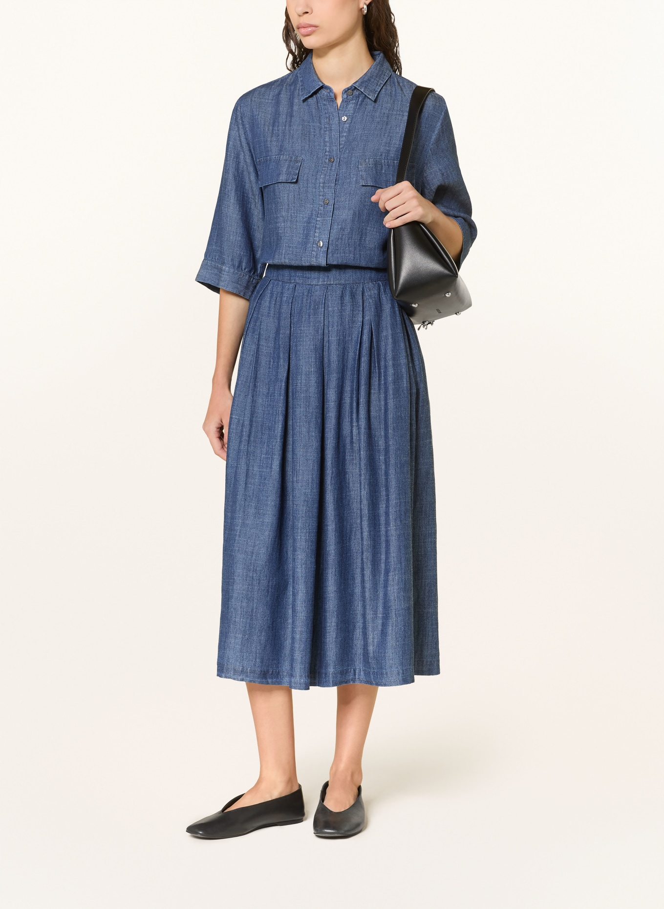 0039 ITALY Rock mit Leinen in Jeansoptik: DUNKELBLAU