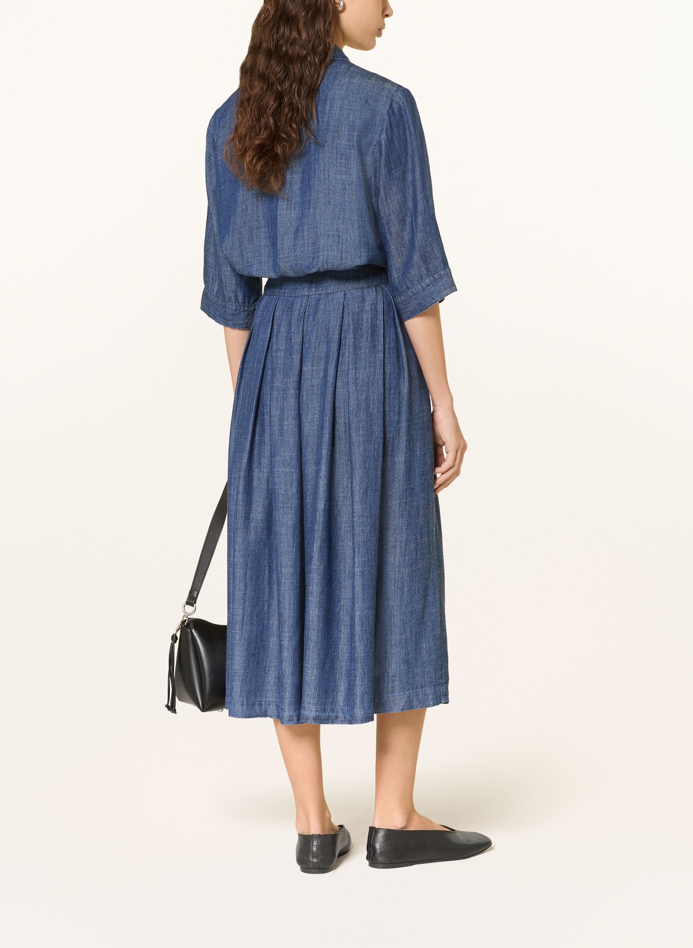 0039 ITALY Rock mit Leinen in Jeansoptik: DUNKELBLAU