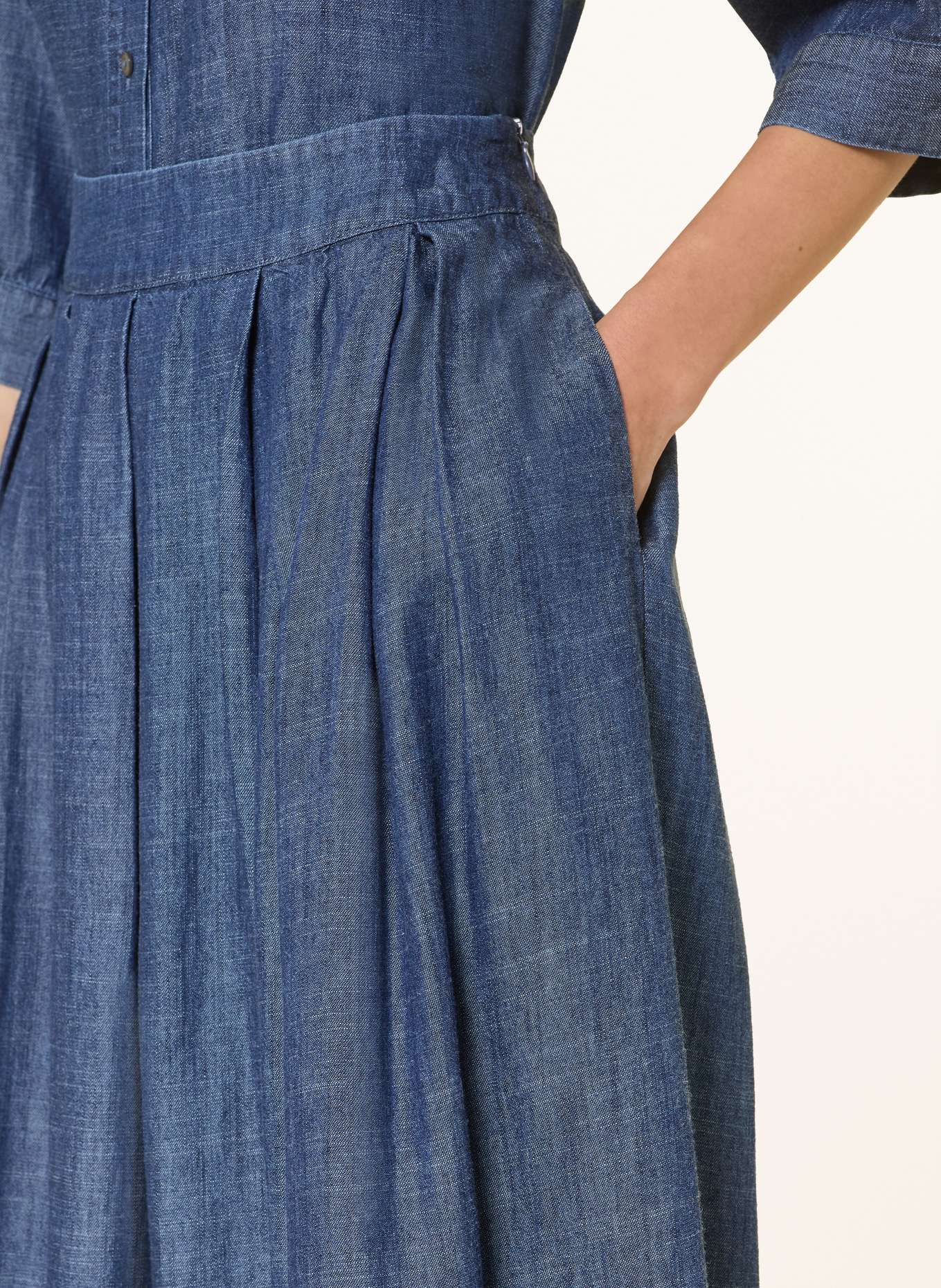 0039 ITALY Rock mit Leinen in Jeansoptik: DUNKELBLAU