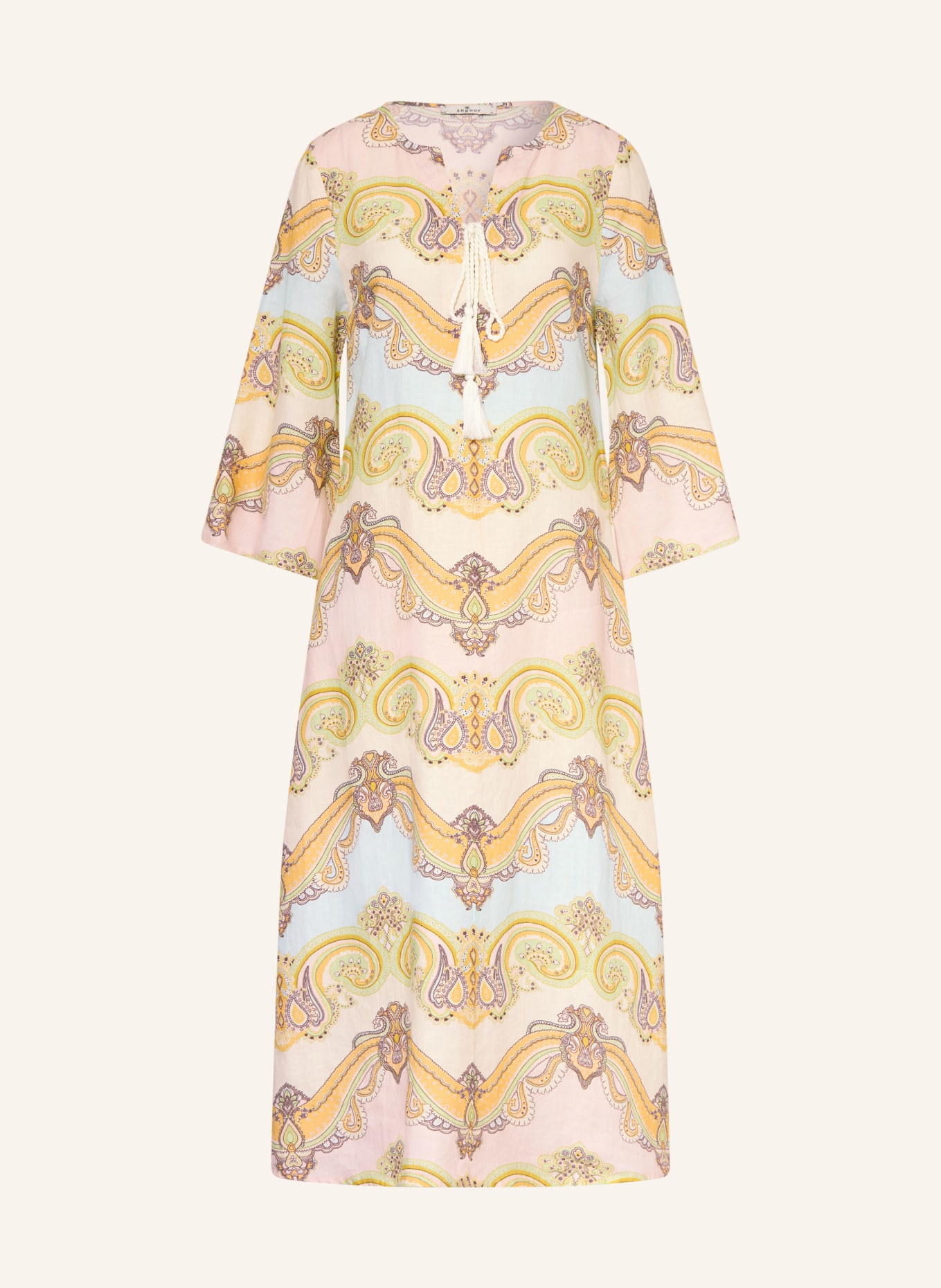 ANGOOR sukienka lniana: JASNOZIELONY / CIEMNOŻÓŁTY / JASNONIEBIESKI