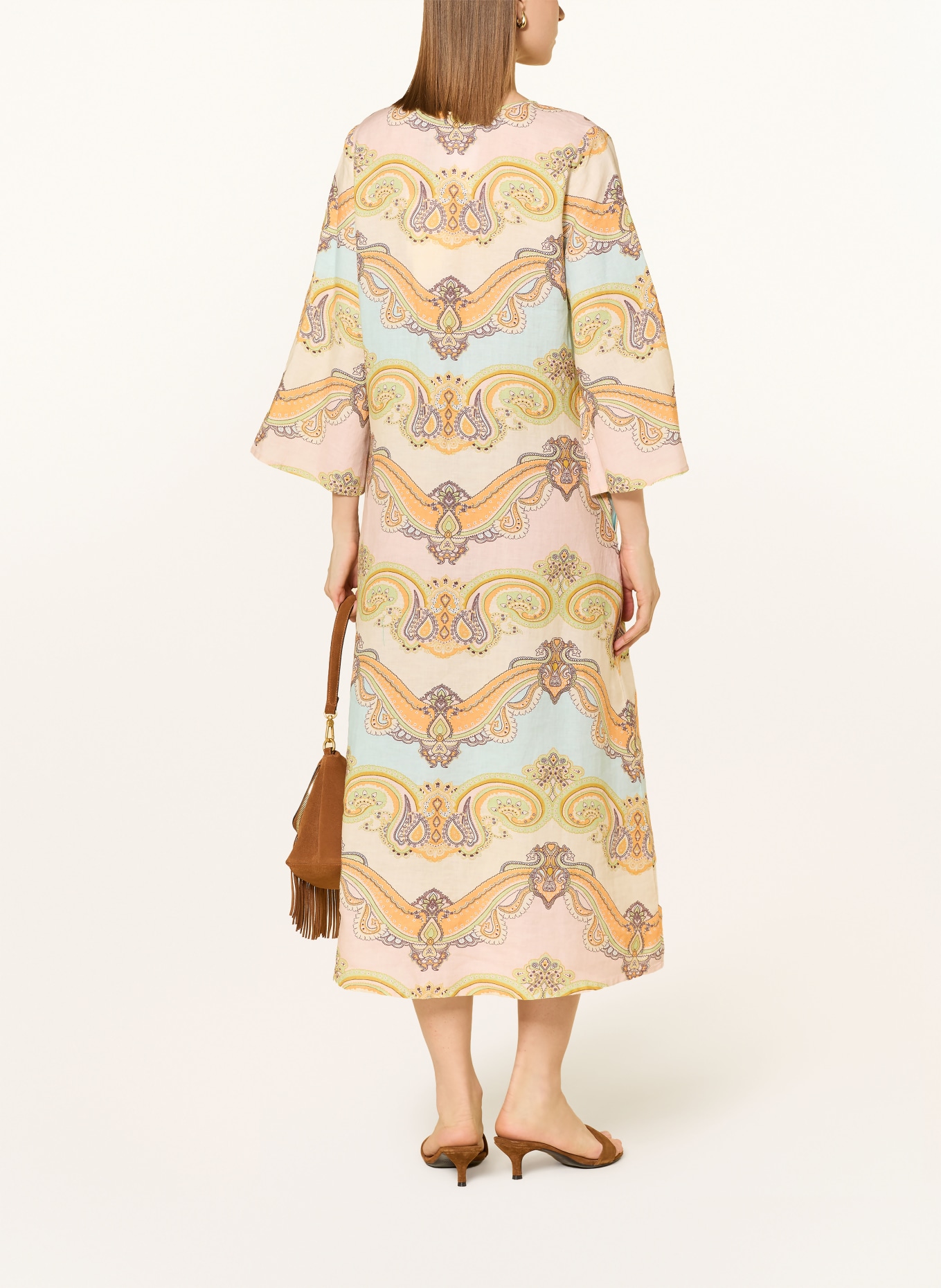 ANGOOR sukienka lniana: JASNOZIELONY / CIEMNOŻÓŁTY / JASNONIEBIESKI