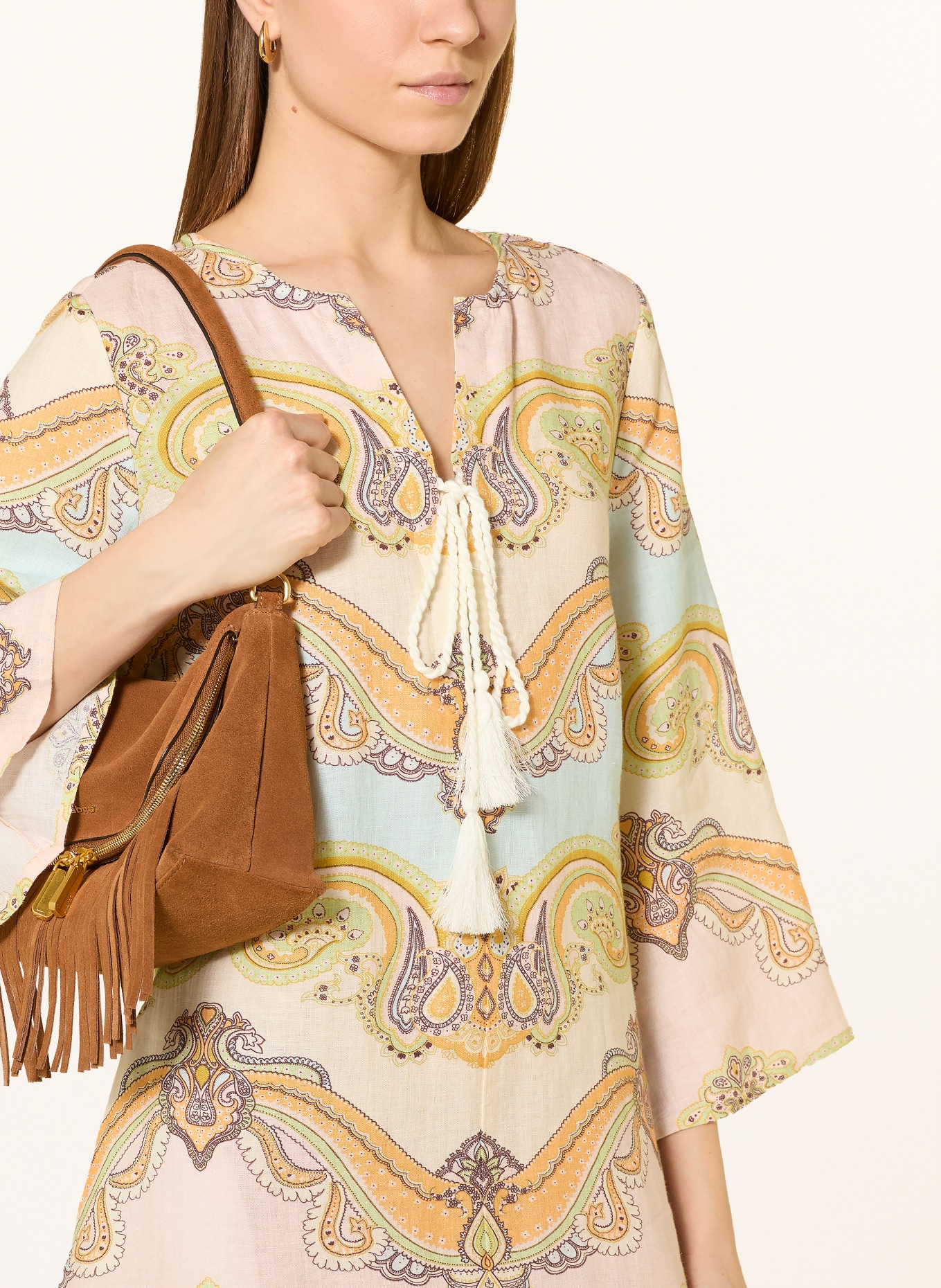 ANGOOR sukienka lniana: JASNOZIELONY / CIEMNOŻÓŁTY / JASNONIEBIESKI