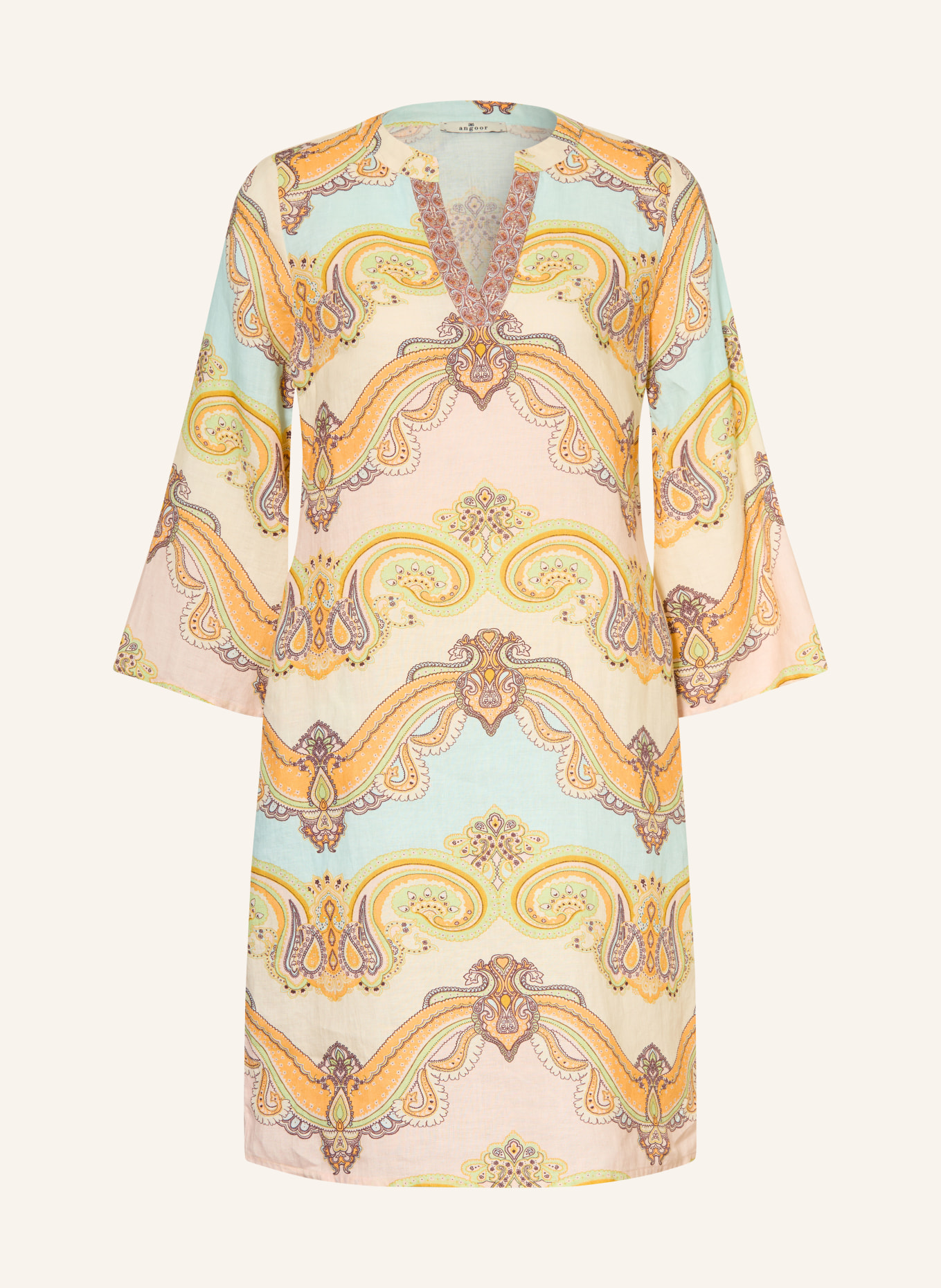 ANGOOR Leinenkleid mit 3/4-Arm: HELLROSA / HELLORANGE / HELLGRÜN