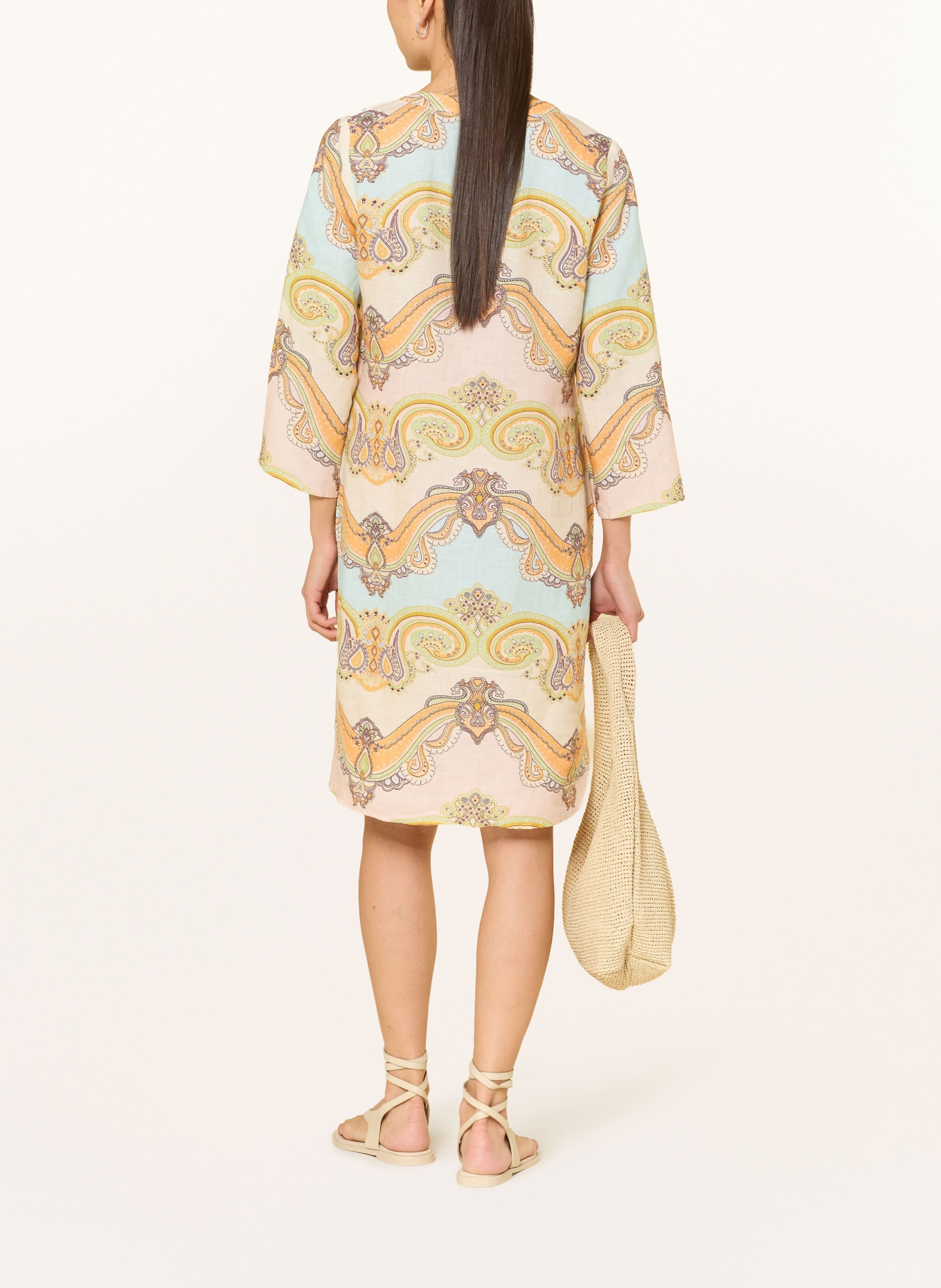 ANGOOR Leinenkleid mit 3/4-Arm: HELLROSA / HELLORANGE / HELLGRÜN