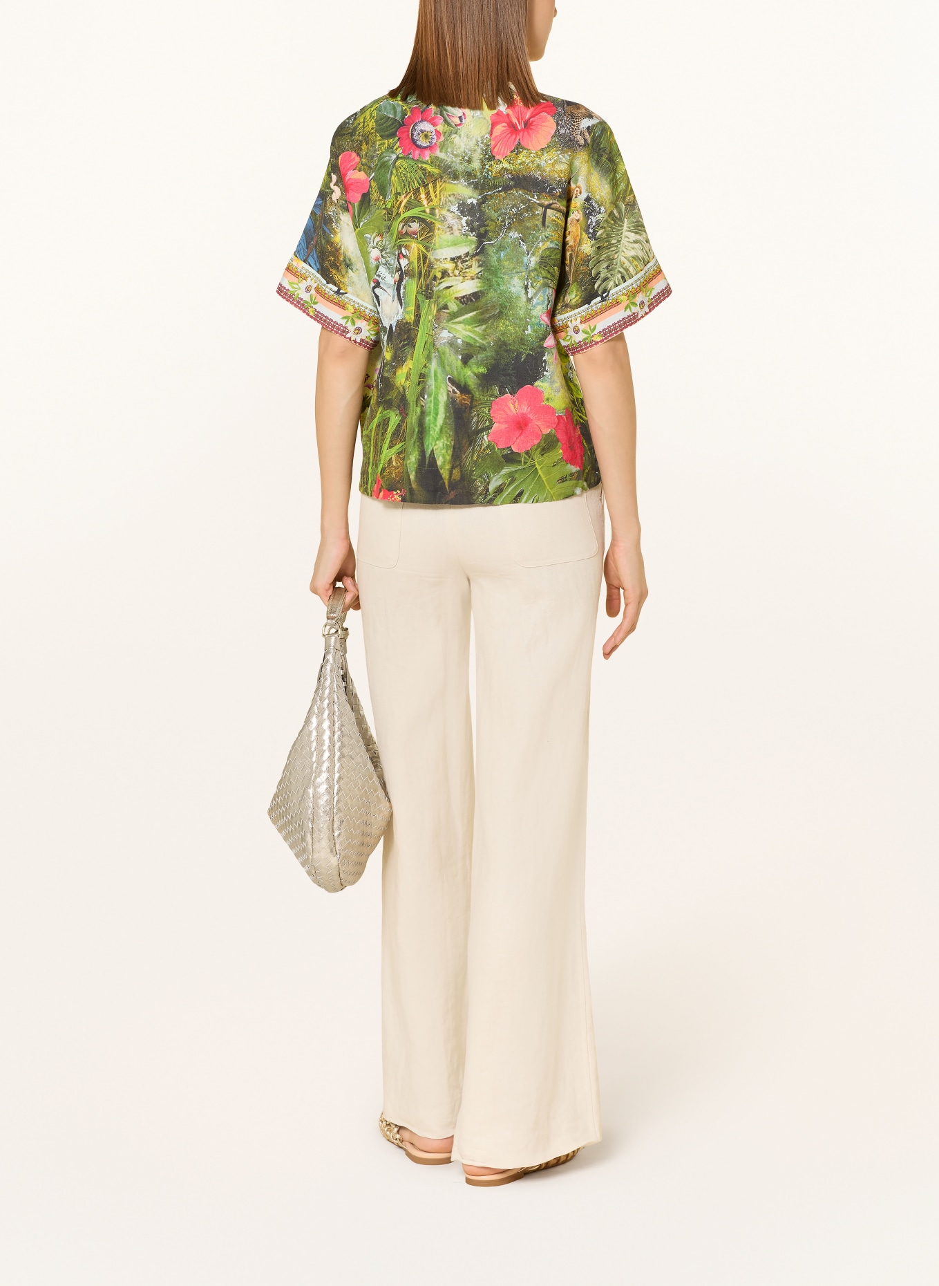 ANGOOR Linen blouse shirt: GREEN / RED / LIGHT BLUE