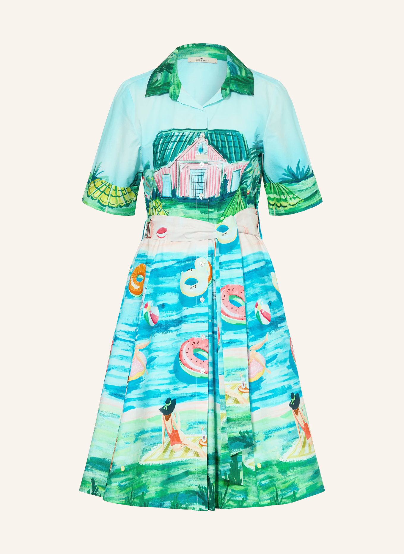 ANGOOR shirt dress: TURQUOISE / PINK / GREEN