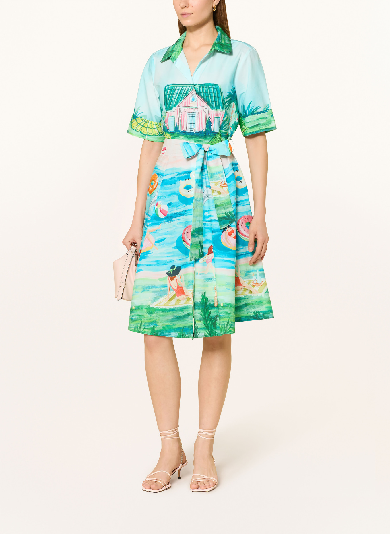 ANGOOR shirt dress: TURQUOISE / PINK / GREEN