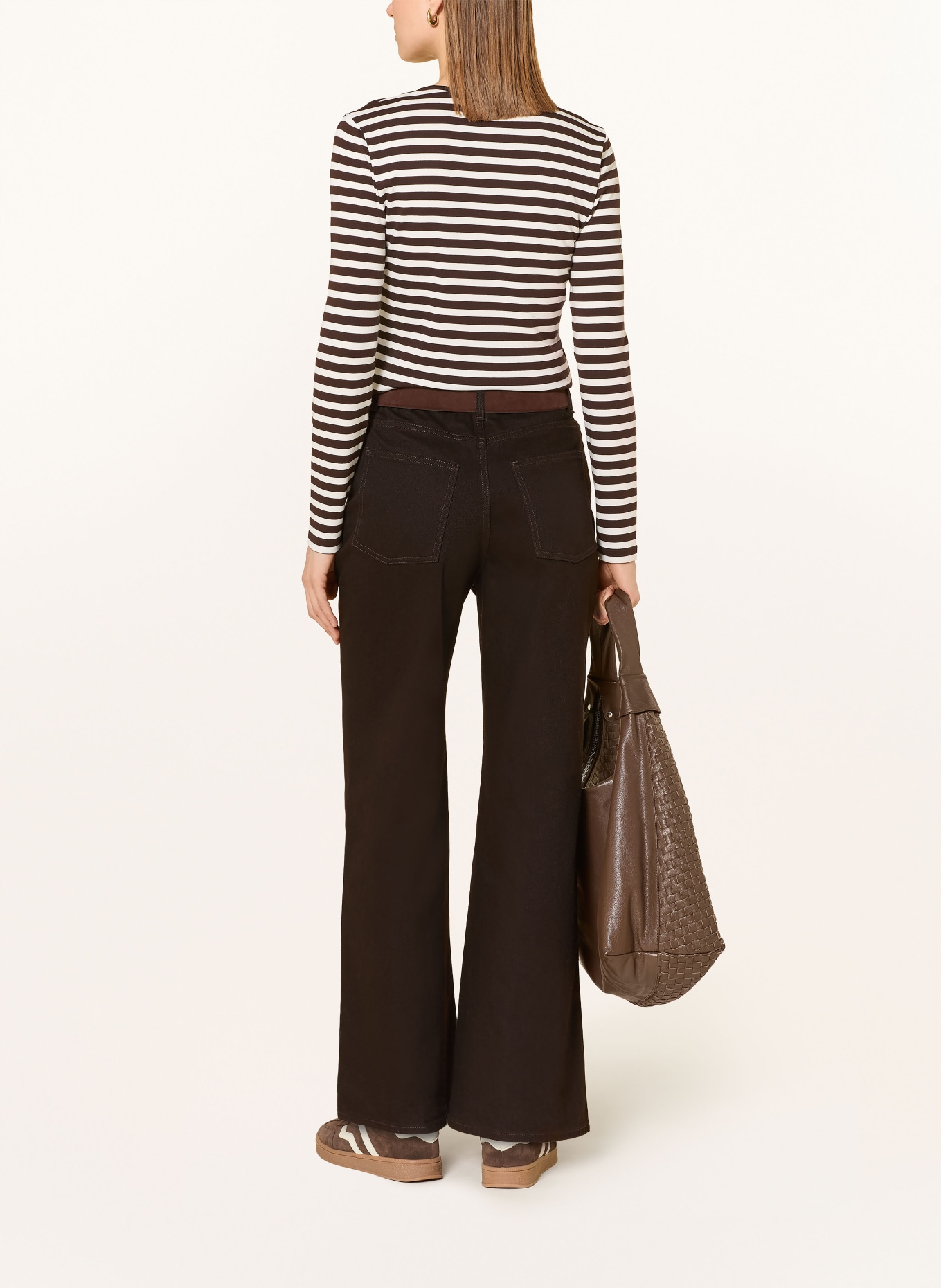 GANT T-shirt à manches longues: MARRON FONCÉ / BLANC