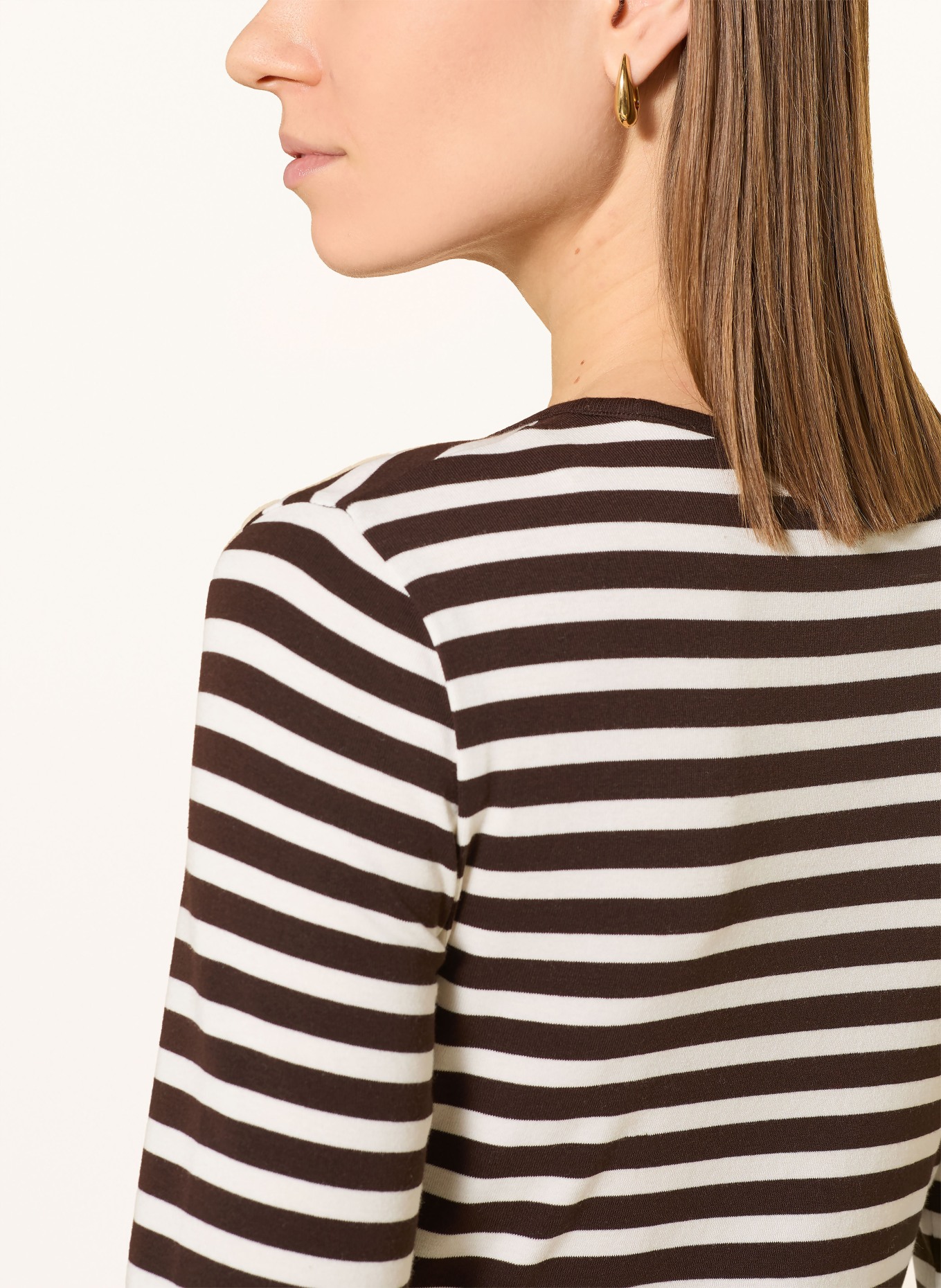 GANT T-shirt à manches longues: MARRON FONCÉ / BLANC
