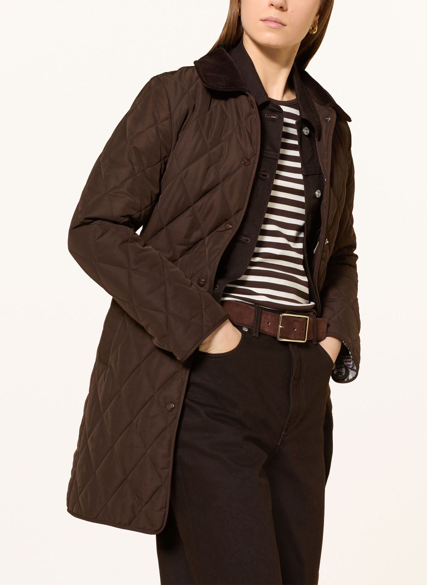 GANT T-shirt à manches longues: MARRON FONCÉ / BLANC