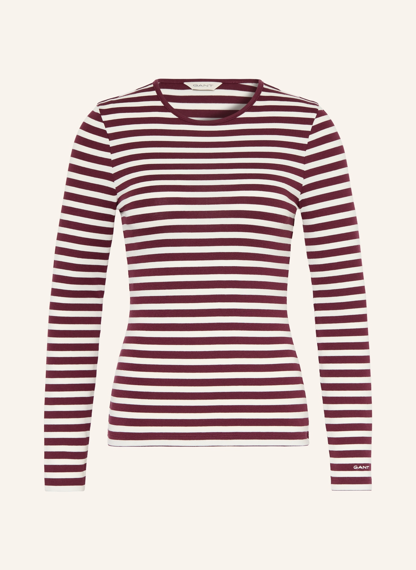 GANT T-shirt à manches longues: ROUGE FONCÉ / BLANC