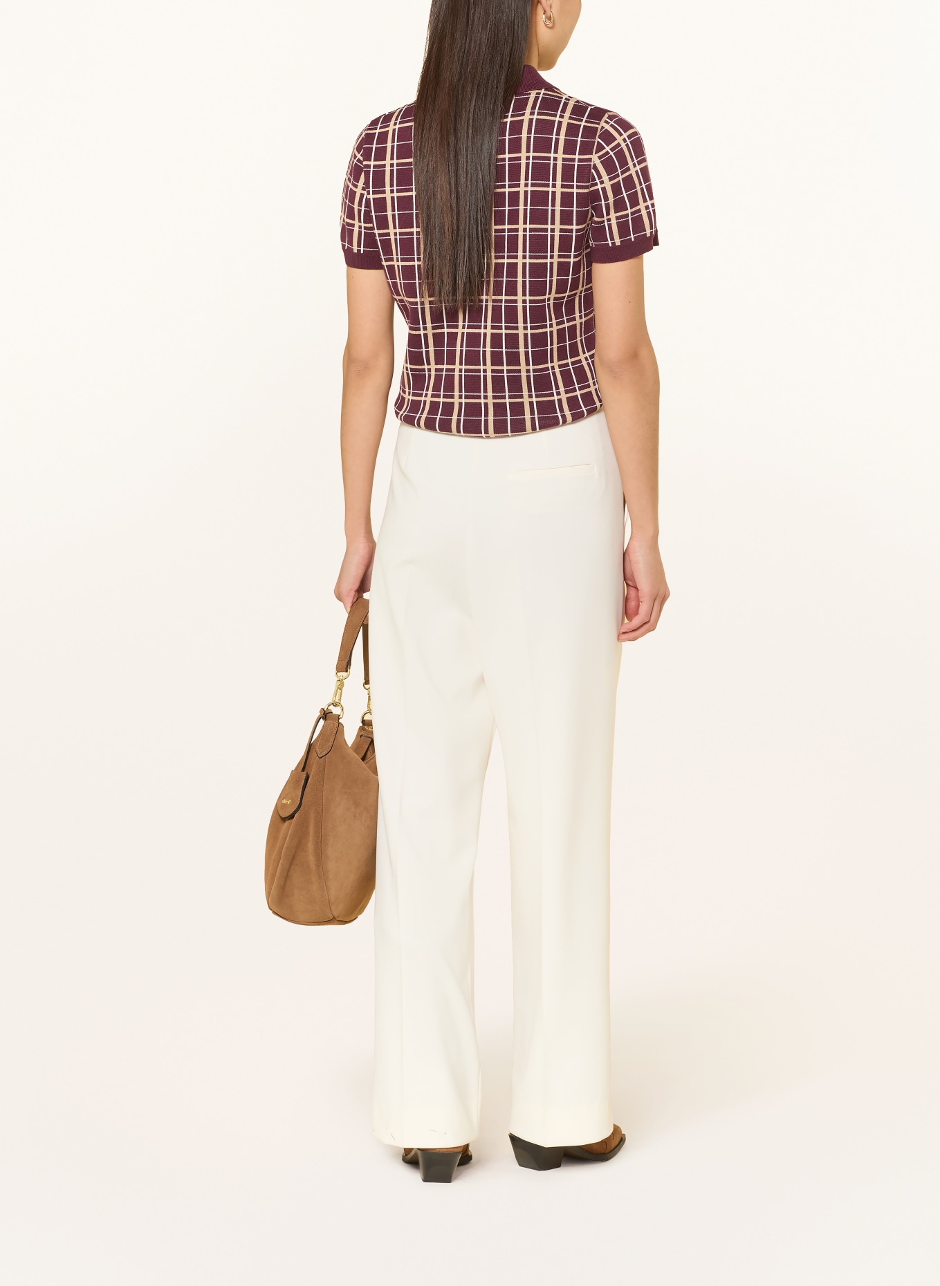 GANT Strick-Poloshirt: DUNKELROT / BEIGE / WEISS