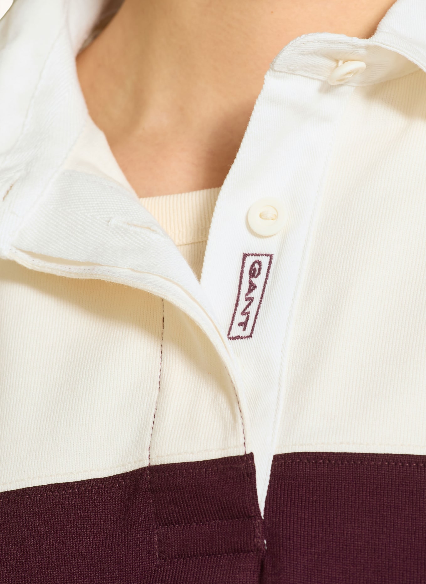 GANT Rugbyshirt: ECRU / DUNKELROT
