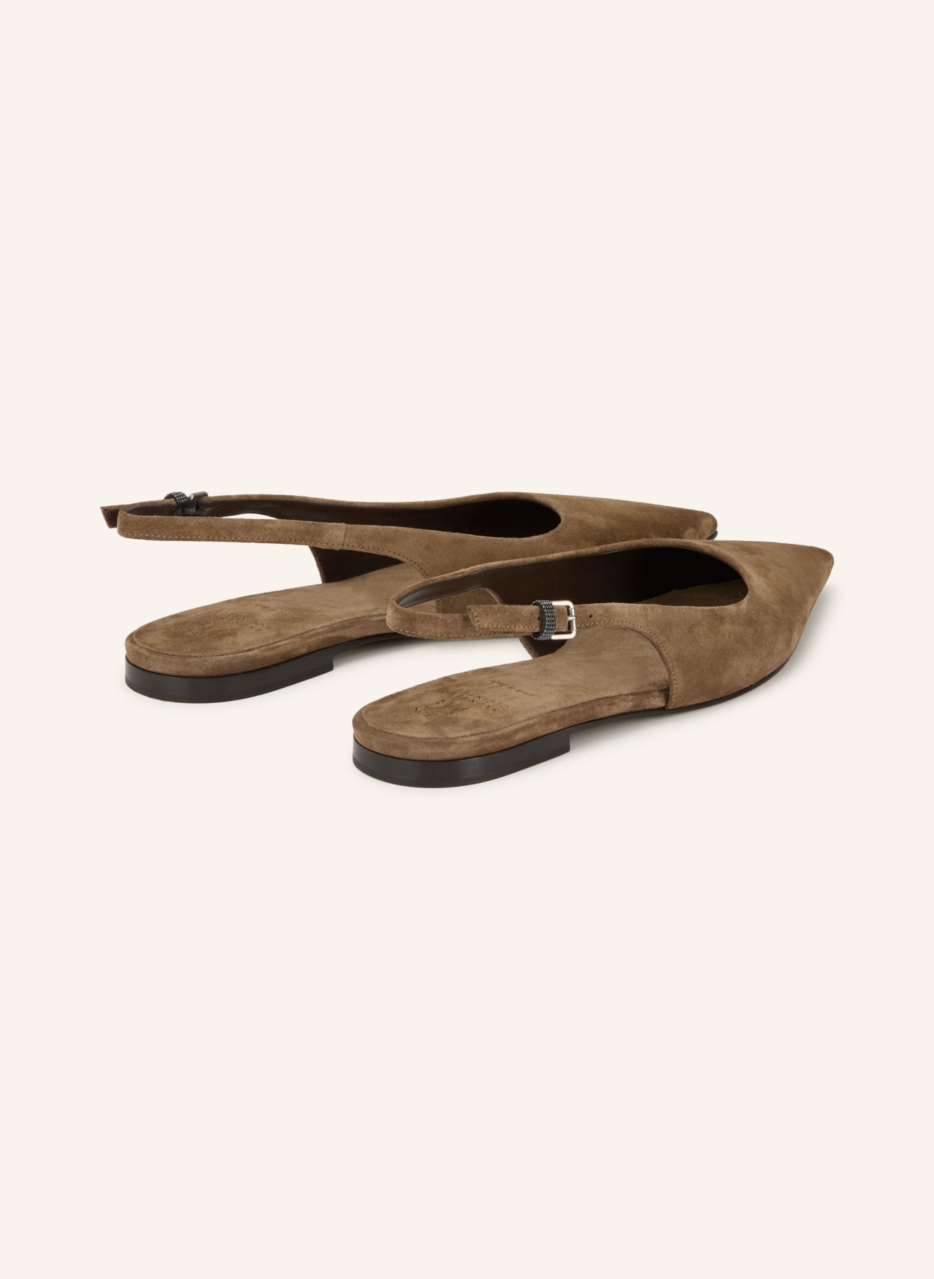 BRUNELLO CUCINELLI Baleriny typu slingback: SZAROBRĄZOWY