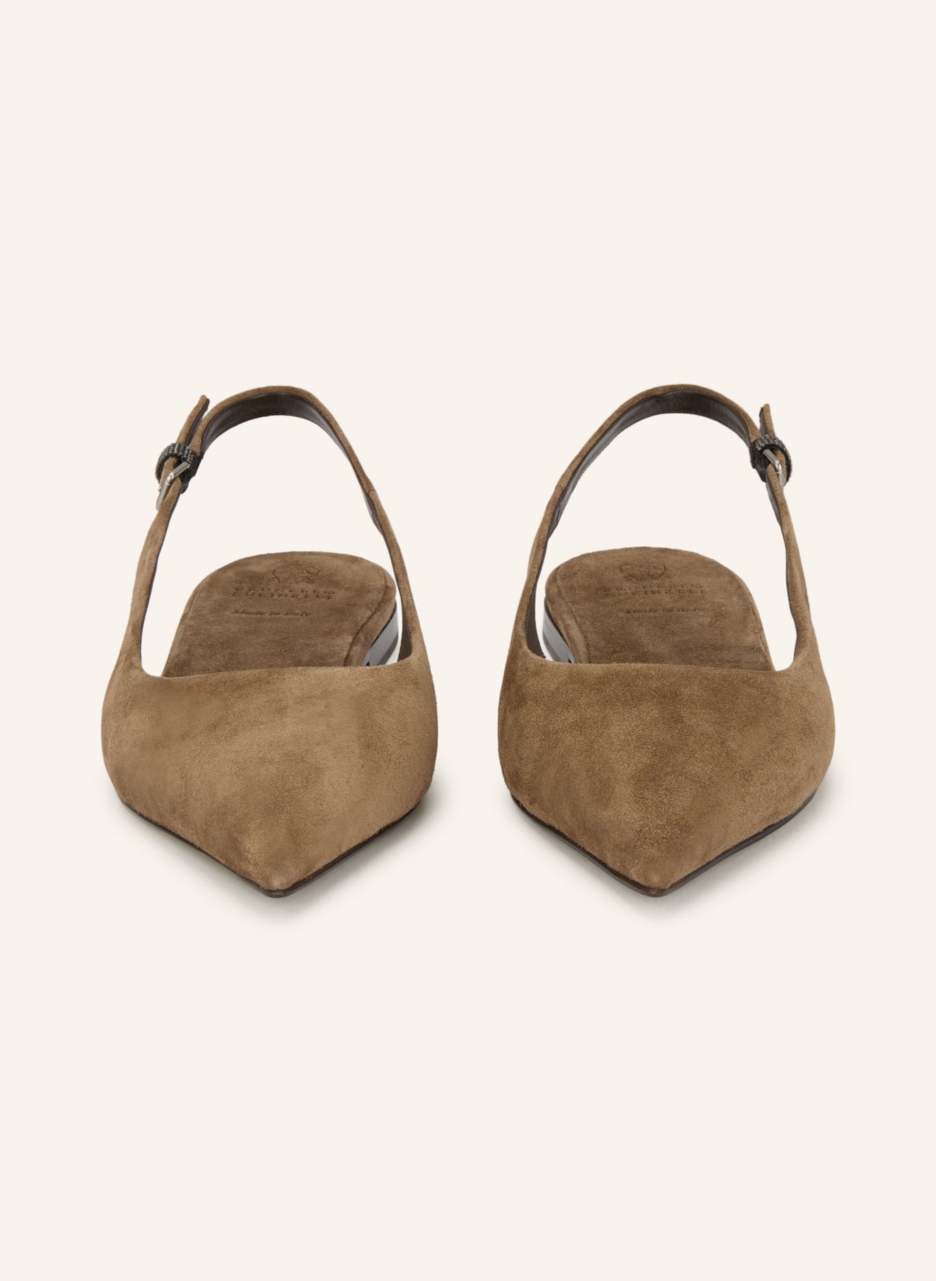 BRUNELLO CUCINELLI Baleriny typu slingback: SZAROBRĄZOWY